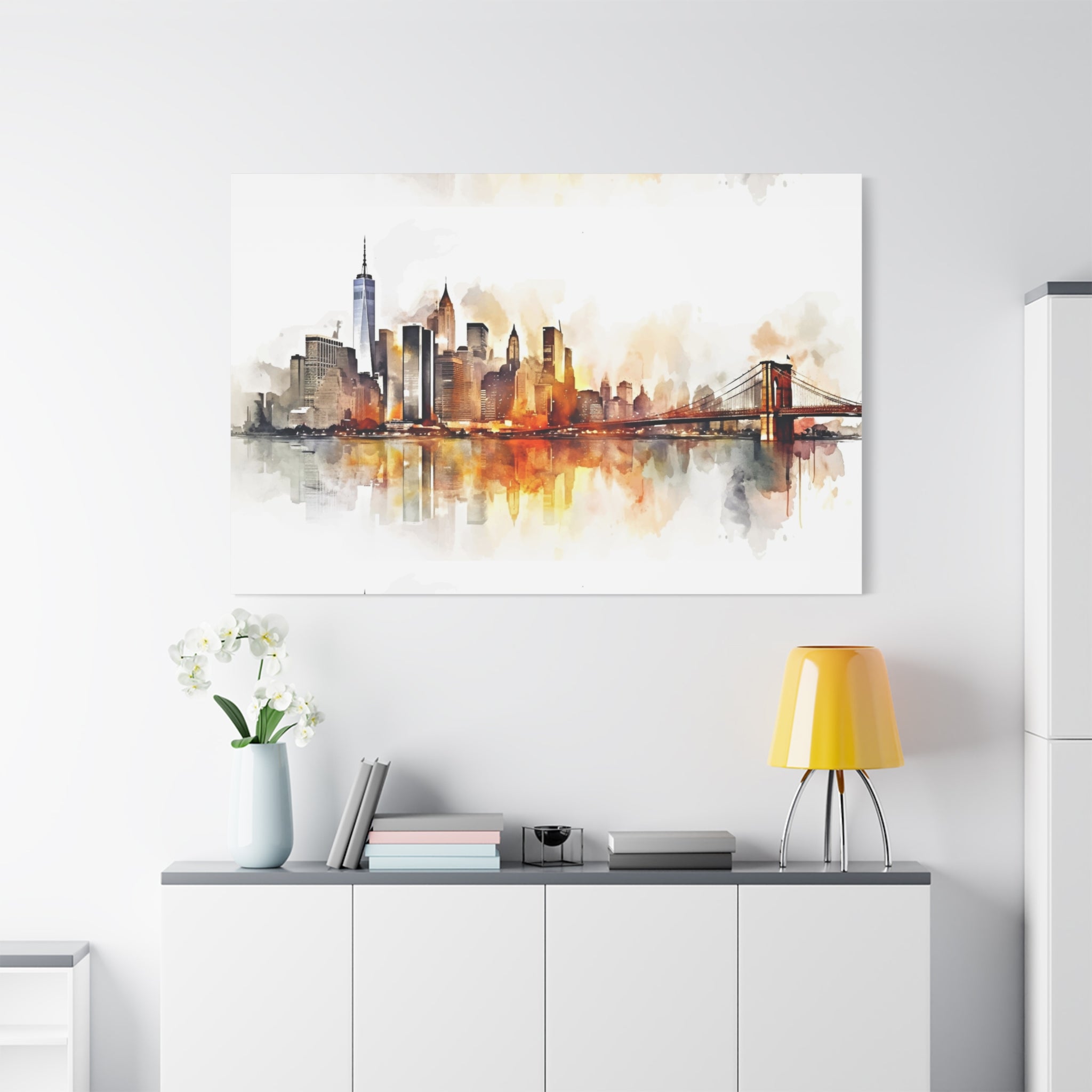 canvas-wall-art-print-watercolor-new-york-city-cityscape-home-decor-matte-stretched-alternative-nyc-wall-decor-urban-landscap