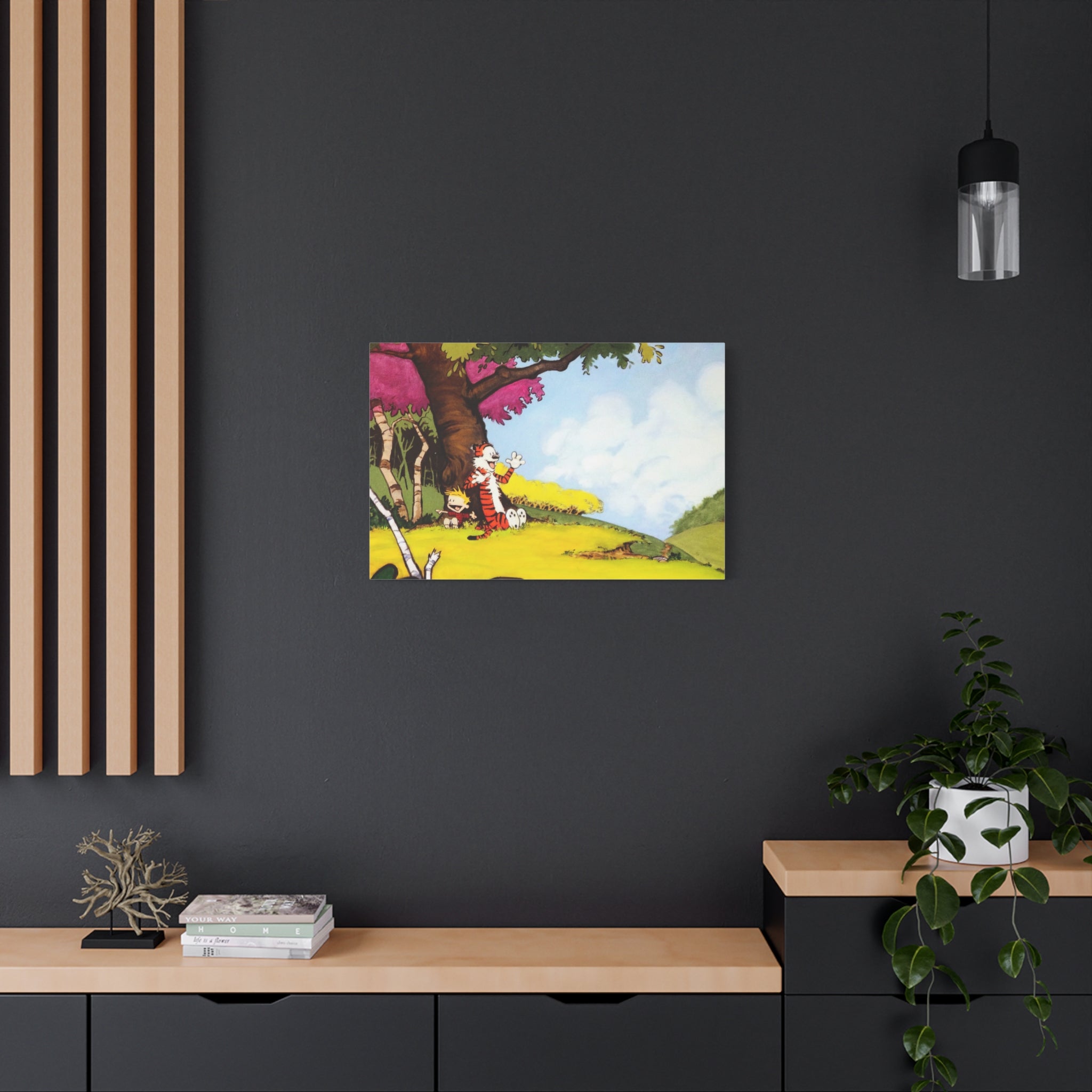 Calvin and Hobbes Canvas Wall Art - Nostalgic Comic Strip Poster for Kids Room & Nursery Room Decor - Adventure Theme Print