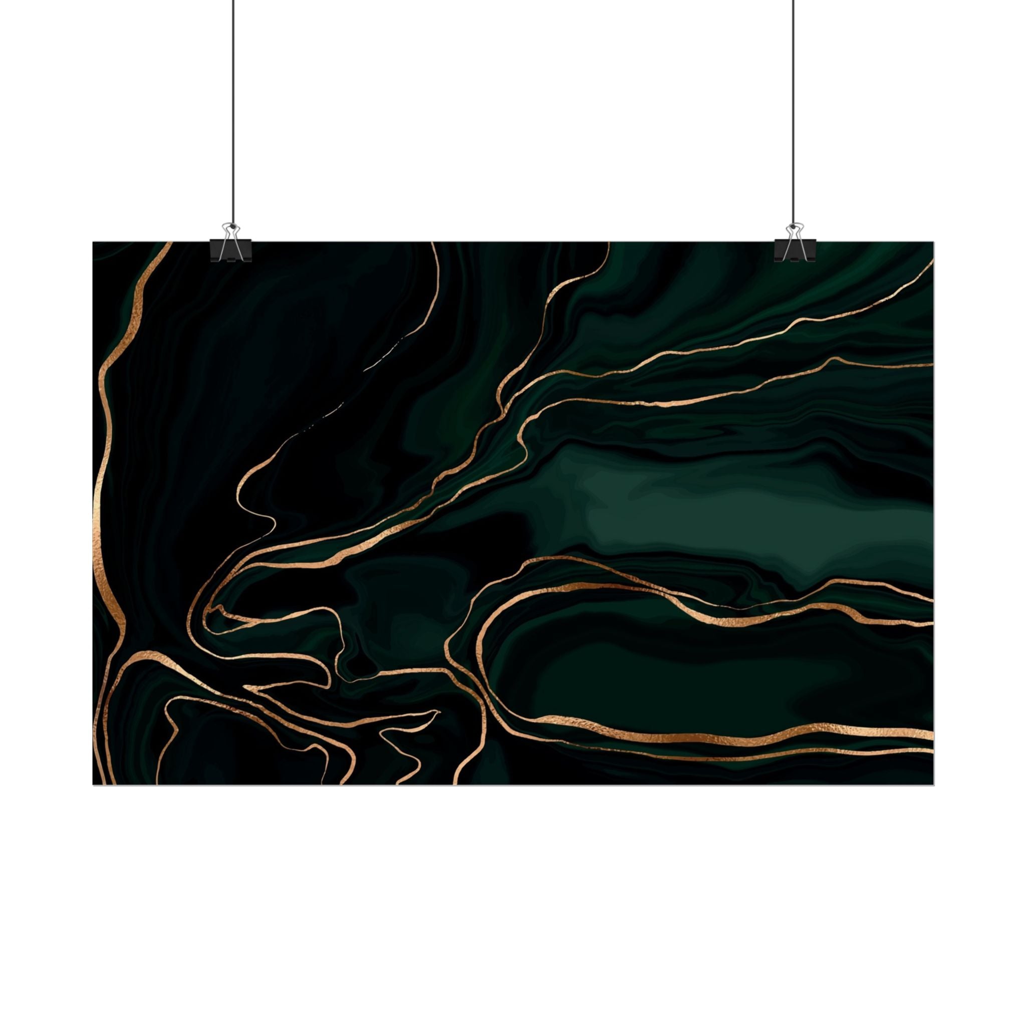 Abstract Green Gold Poster Print - Wall Art, Home Decor, Office Decor, Green Canvas Bedroom, Modern Art, Green Print