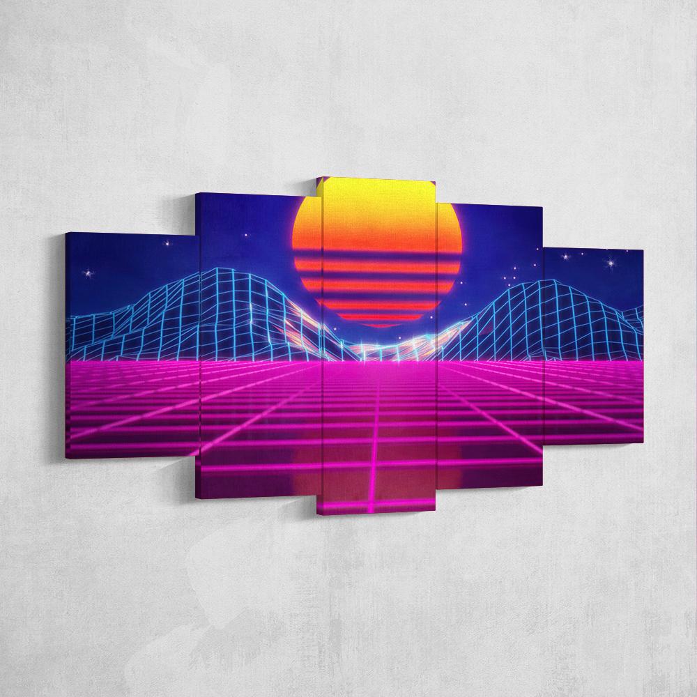 vaporwave-sunset-5-piece-canvas-wall-art-synthwave-wall-decor-for-bedroom-and-living-room-retrowave-wall-art-large-wall-art-p