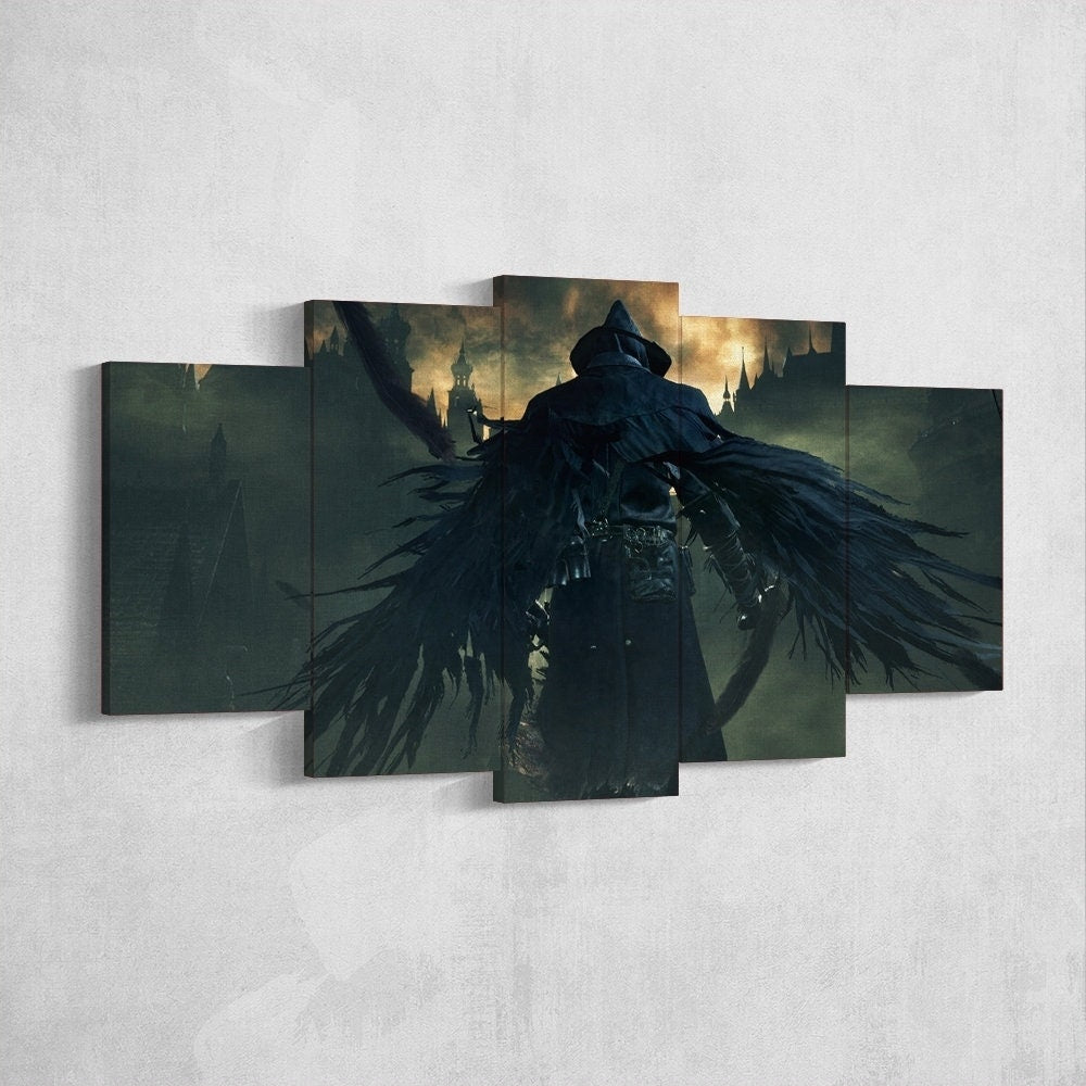 bloodborne-hunter-5-piece-canvas-wall-art-bloodborne-wall-art-bloodborne-hunter-poster-bloodborne-canvas-bloodborne-5-panel-g