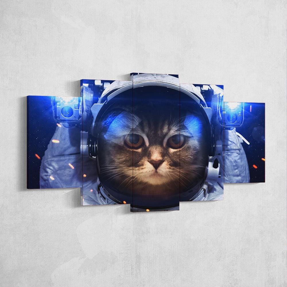 astronaut-cat-5-piece-canvas-wall-art-home-living-room-decor-astronaut-cat-poster-5-panel-canvas-large-canvas-wall-art-gift