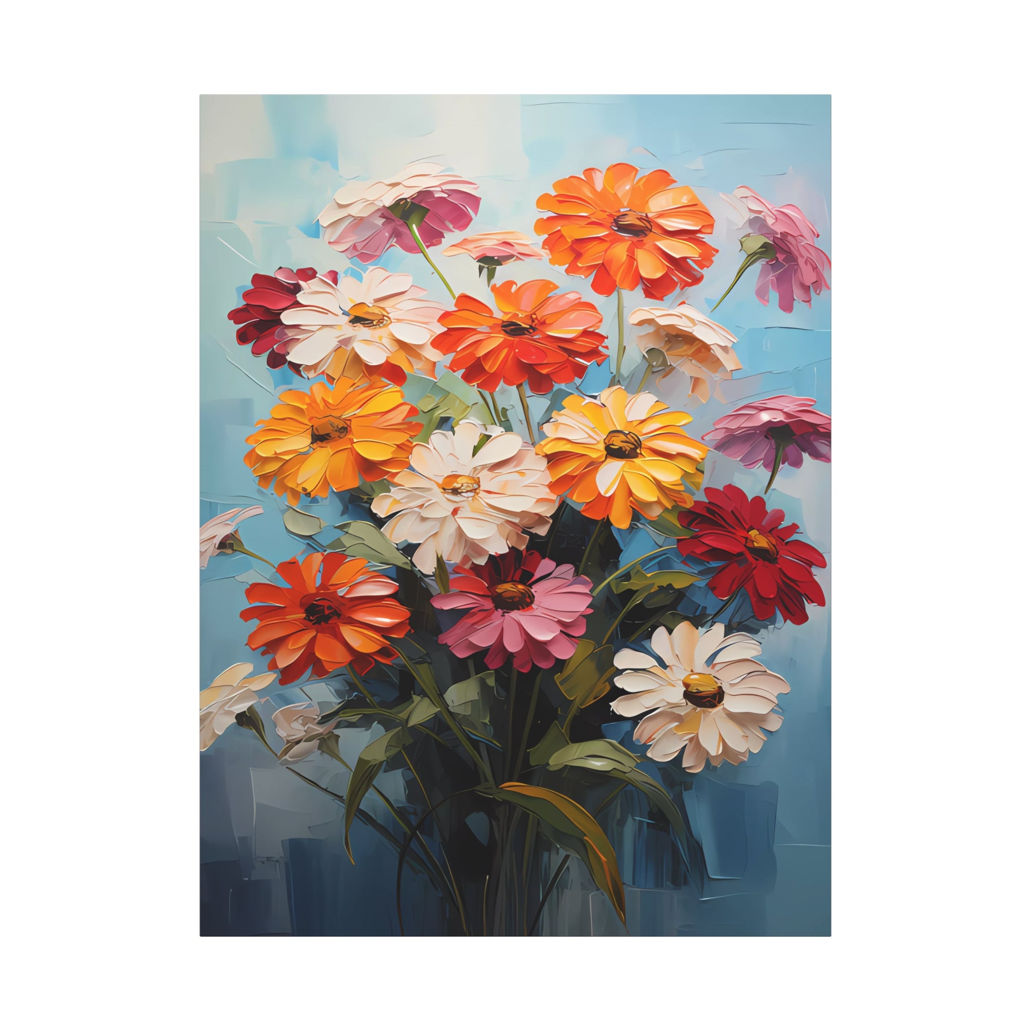 canvas-print-zinnia-flowers-impasto-matte-stretched-art-floral-wall-decor-botanical-artwork-impressionist-painting-reproducti