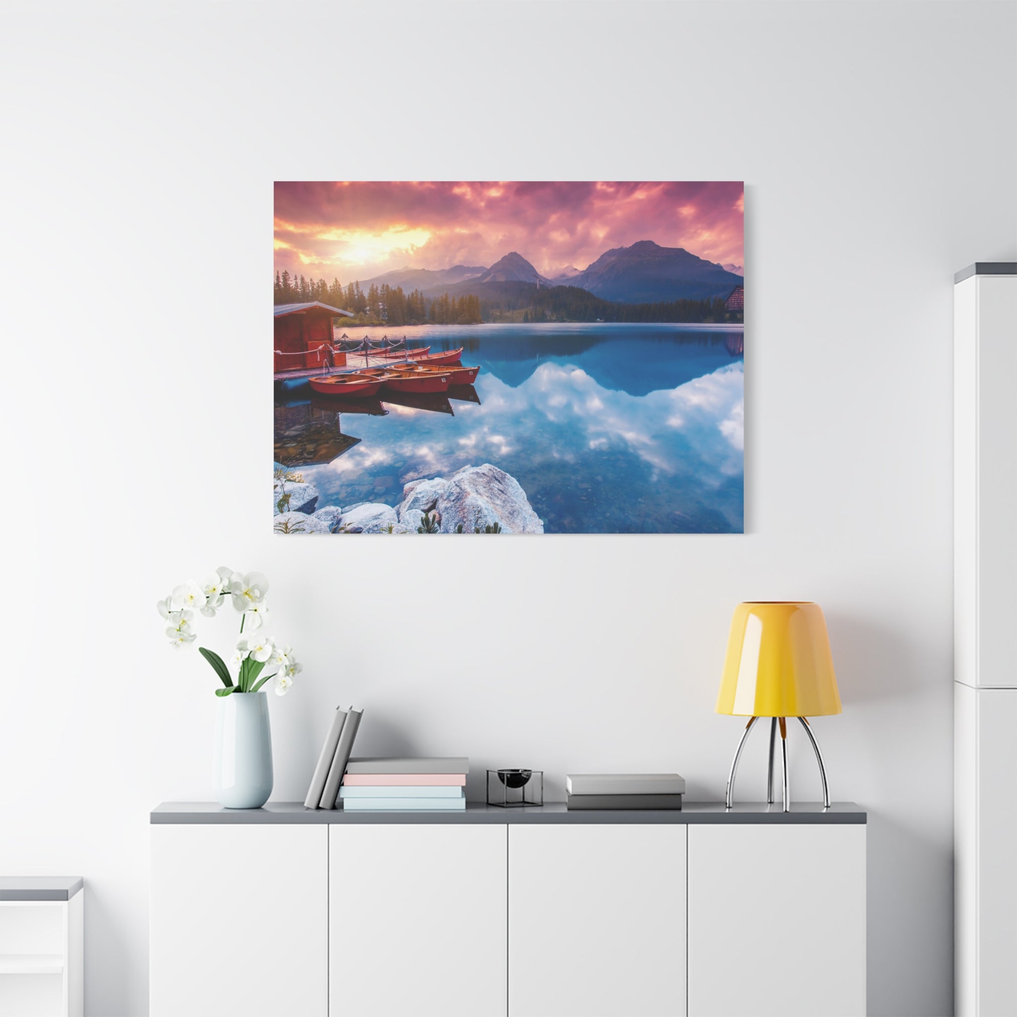 canvas-print-nature-sunrise-wall-art-lake-mountain-scenery-decor-stretched-matte-canvas-mountain-decor-home-decor-nature-wall