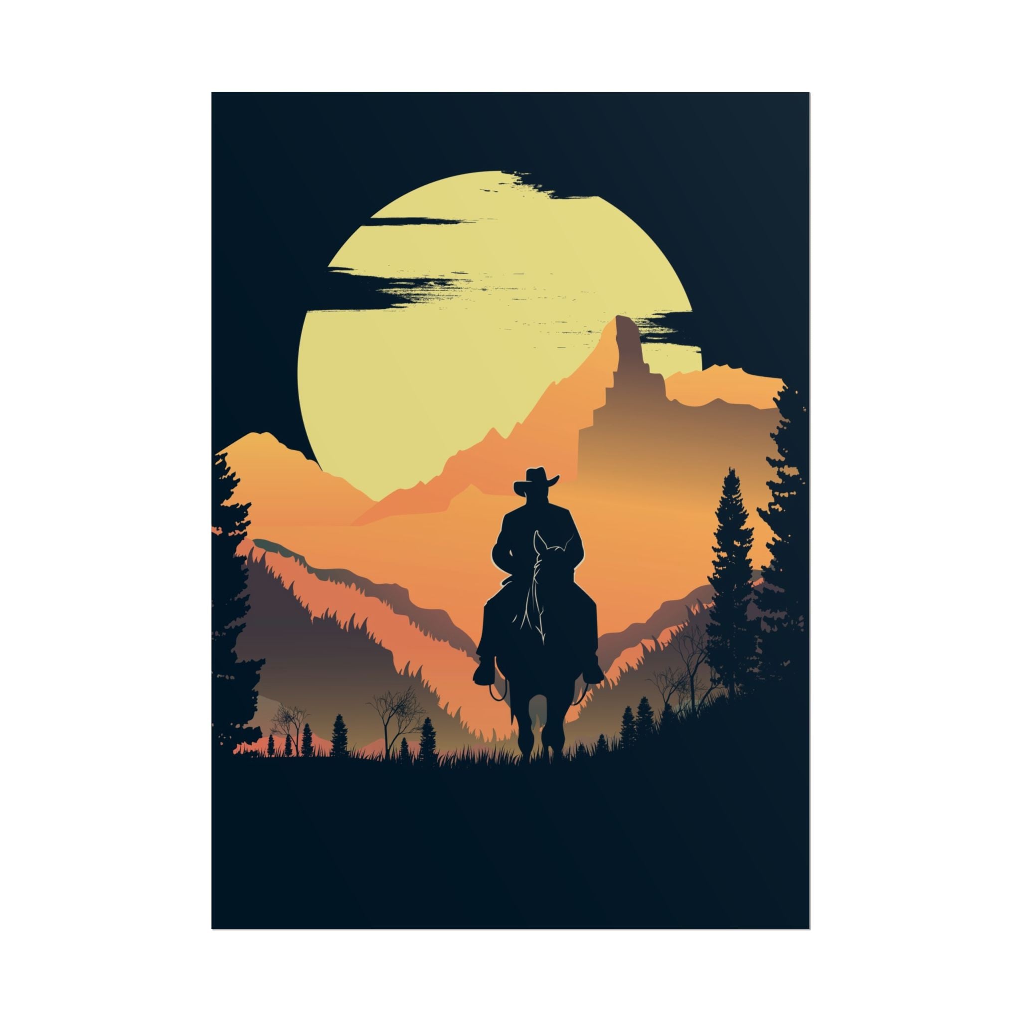 cowboy-western-poster-wall-decor-poster-print-rustic-southwestern-home-decoration-texas-desert-landscape-farmhouse-decor