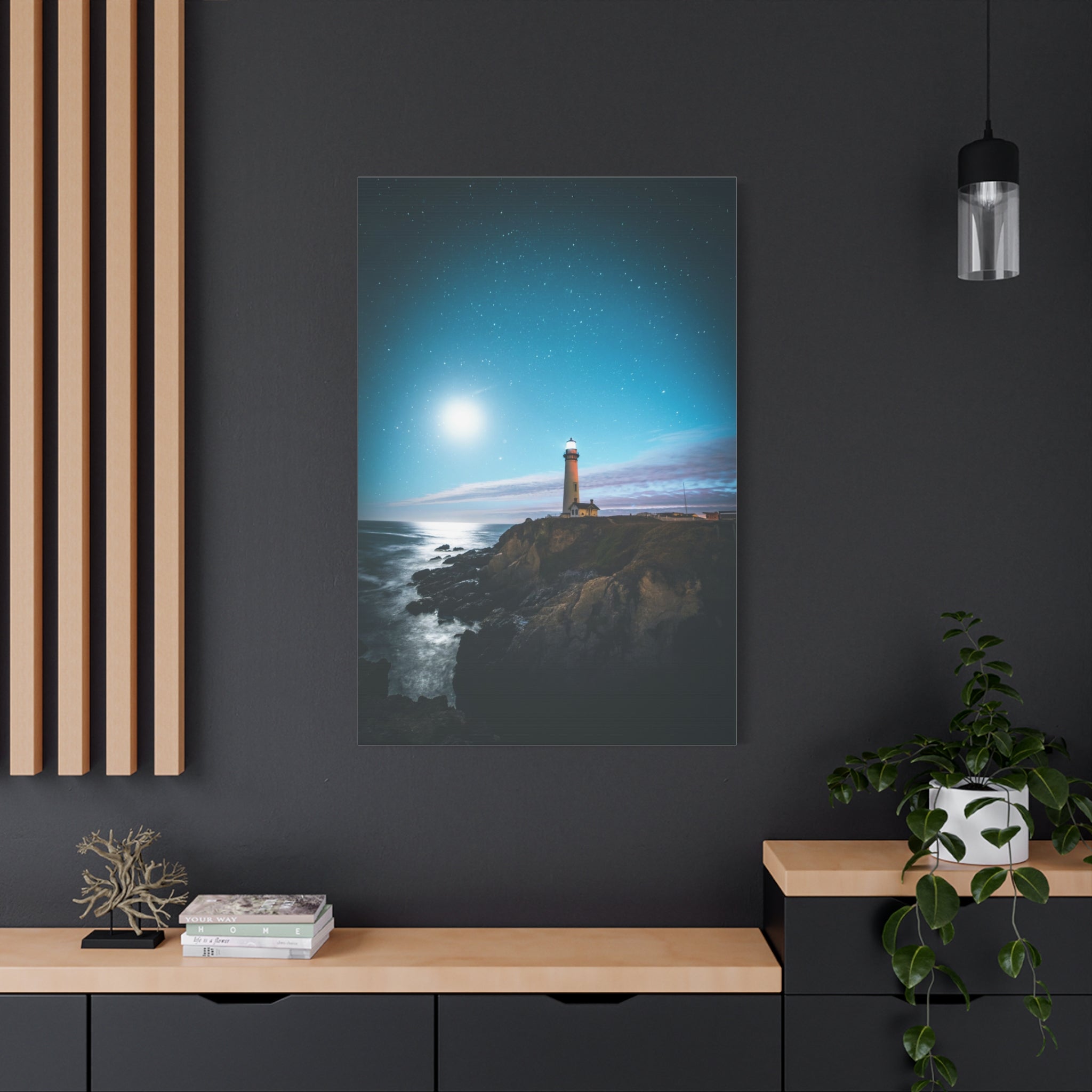 canvas-print-lighthouse-on-rock-matte-canvas-stretched-1-25-inch-coastal-wall-art-nautical-decor-beach-house-decoration-seasi