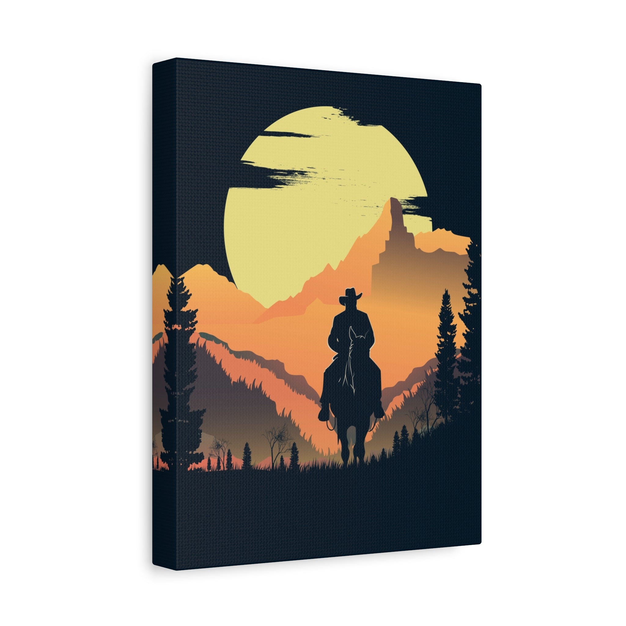 canvas-wall-art-cowboy-western-wall-decor-matte-stretched-print-rustic-southwestern-home-decoration-texas-desert-landscape