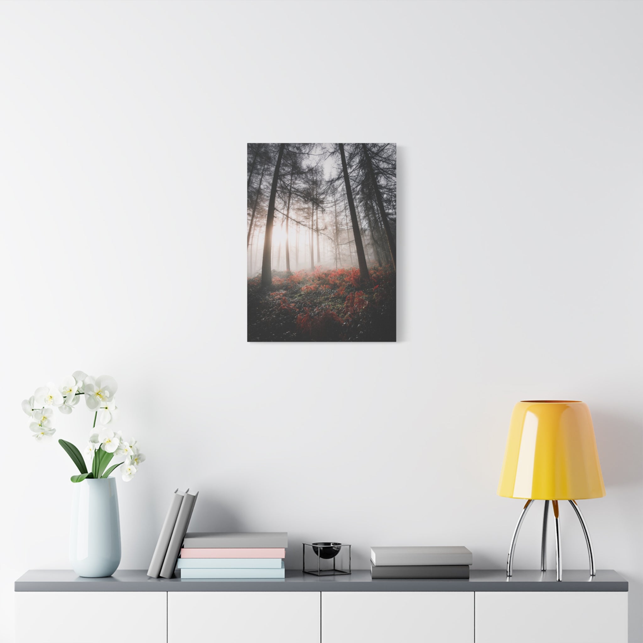 canvas-print-misty-woods-art-living-room-wall-decor-sunlight-forest-landscape-aesthetic-nature-art-stretched-artwork-matte-ca