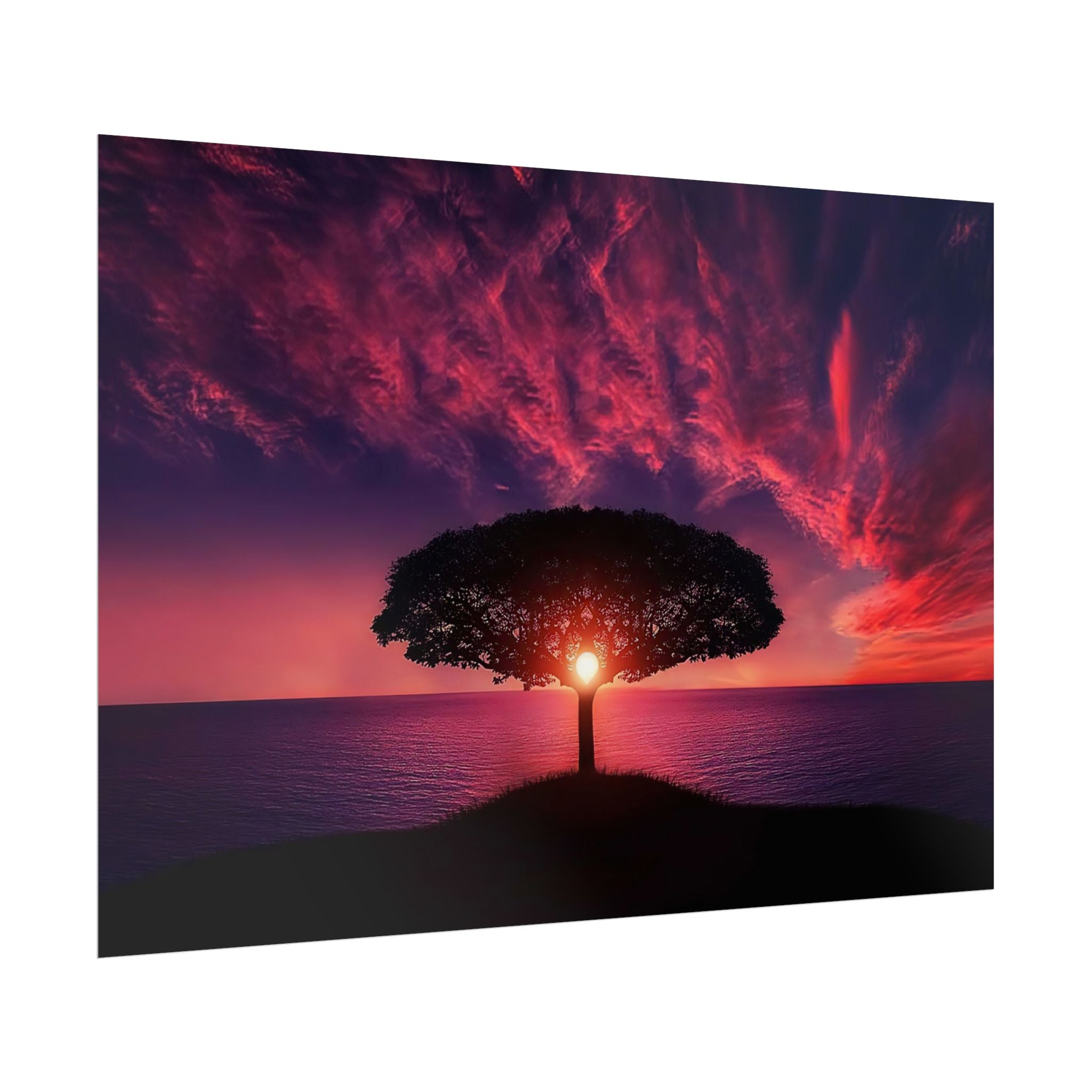 Panoramic Sunset Poster Print, Tree Wall Art, Scenery Decor, Exra Large Wall Art, Canvas Art Print, Landscape, Nature Wall Decor
