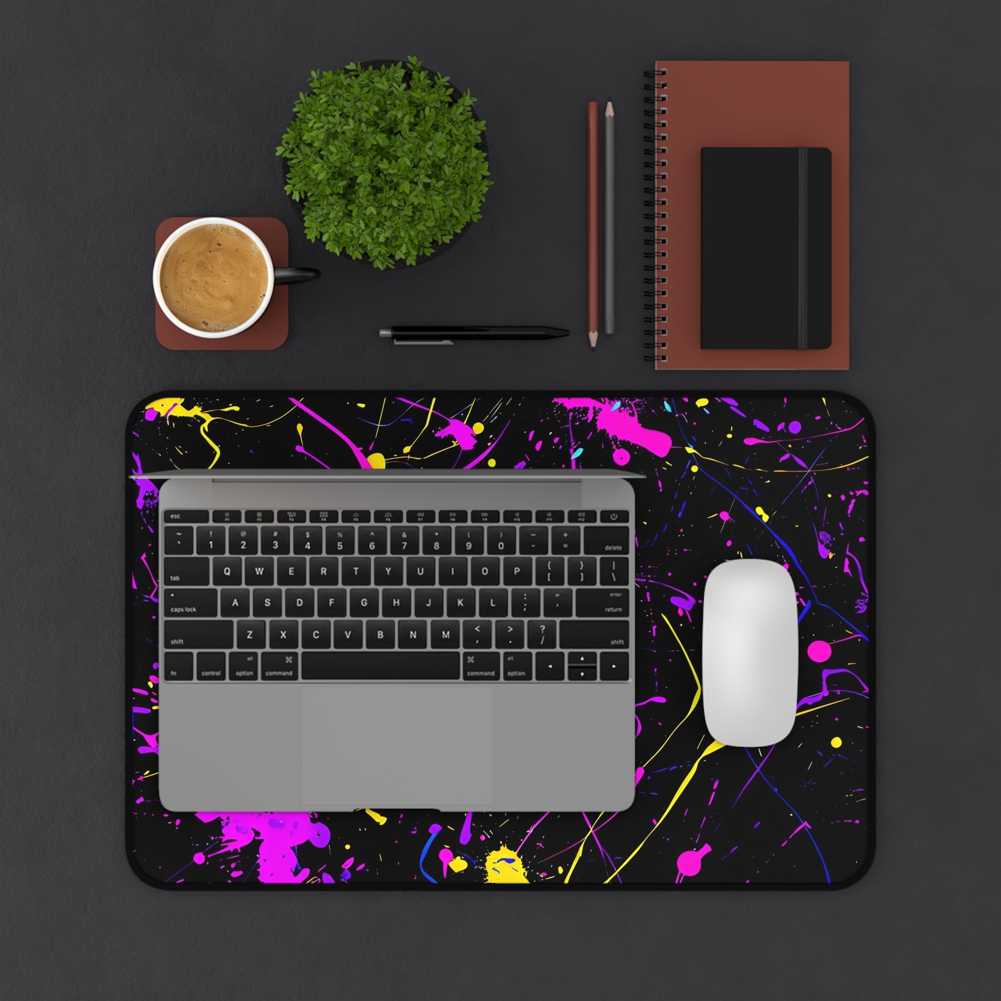 neon-abstract-paint-splatter-desk-mat-purple-large-gaming-mouse-pad-colorful-work-from-home-desk-accessory-unique-desk-blotte