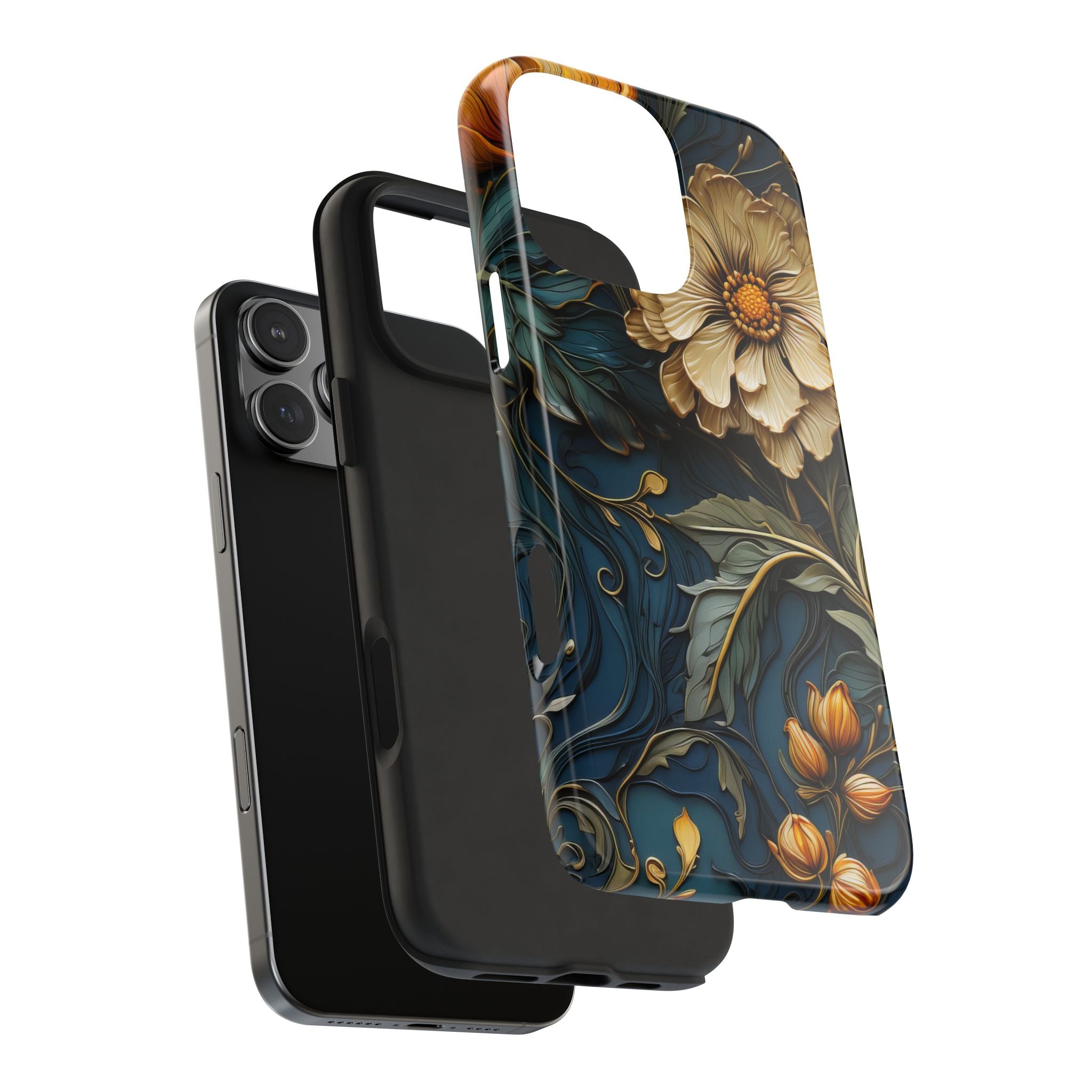 textured-art-nouveau-floral-tough-phone-case-cottagecore-iphone-case-unique-floral-phone-cover-vintage-style-iphone-case-prot