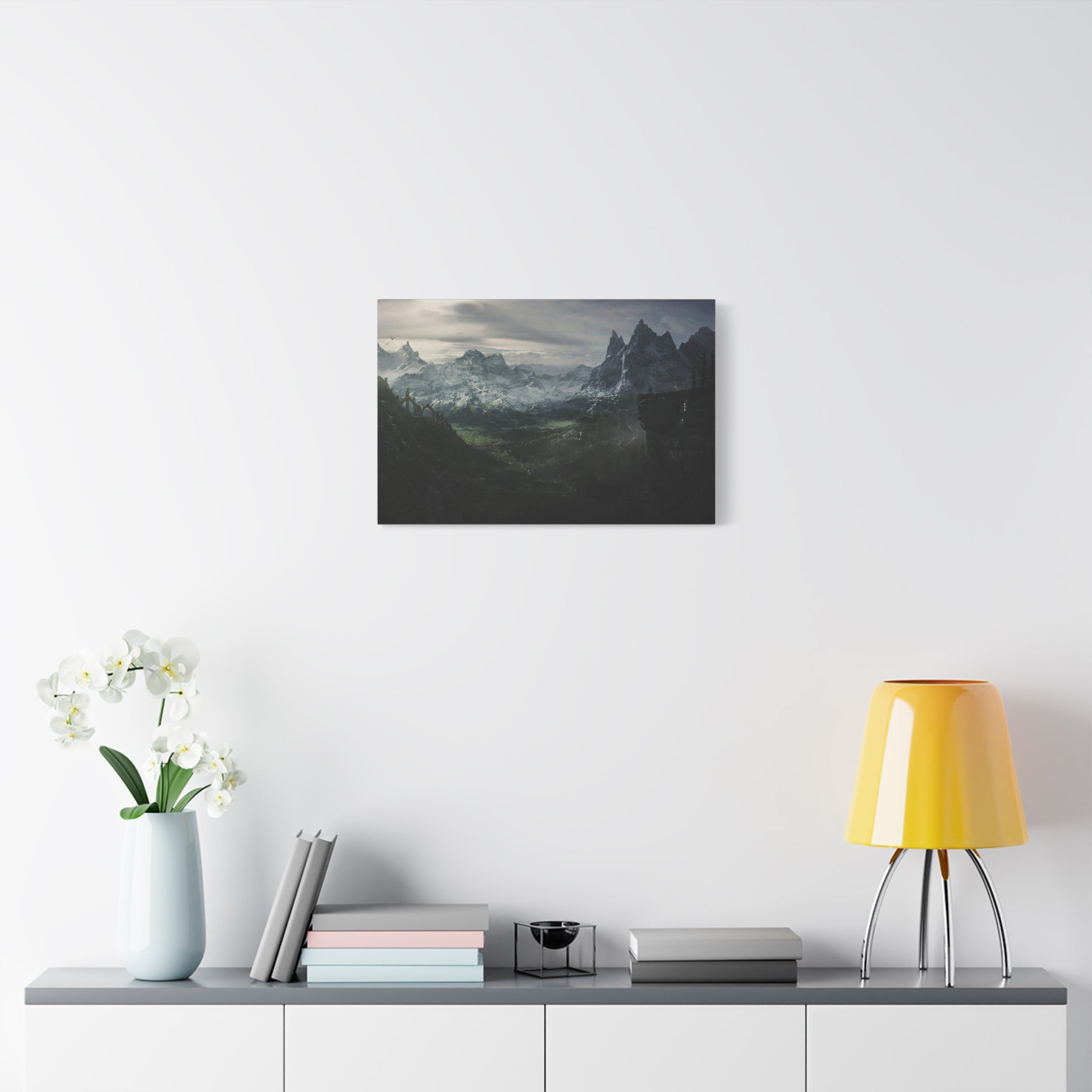 The Elder Scrolls Skyrim Canvas Wall Art - Dark Landscape Dragon Game Canvas Print Room Decor, Gaming Wall Art, Skyrim Gift