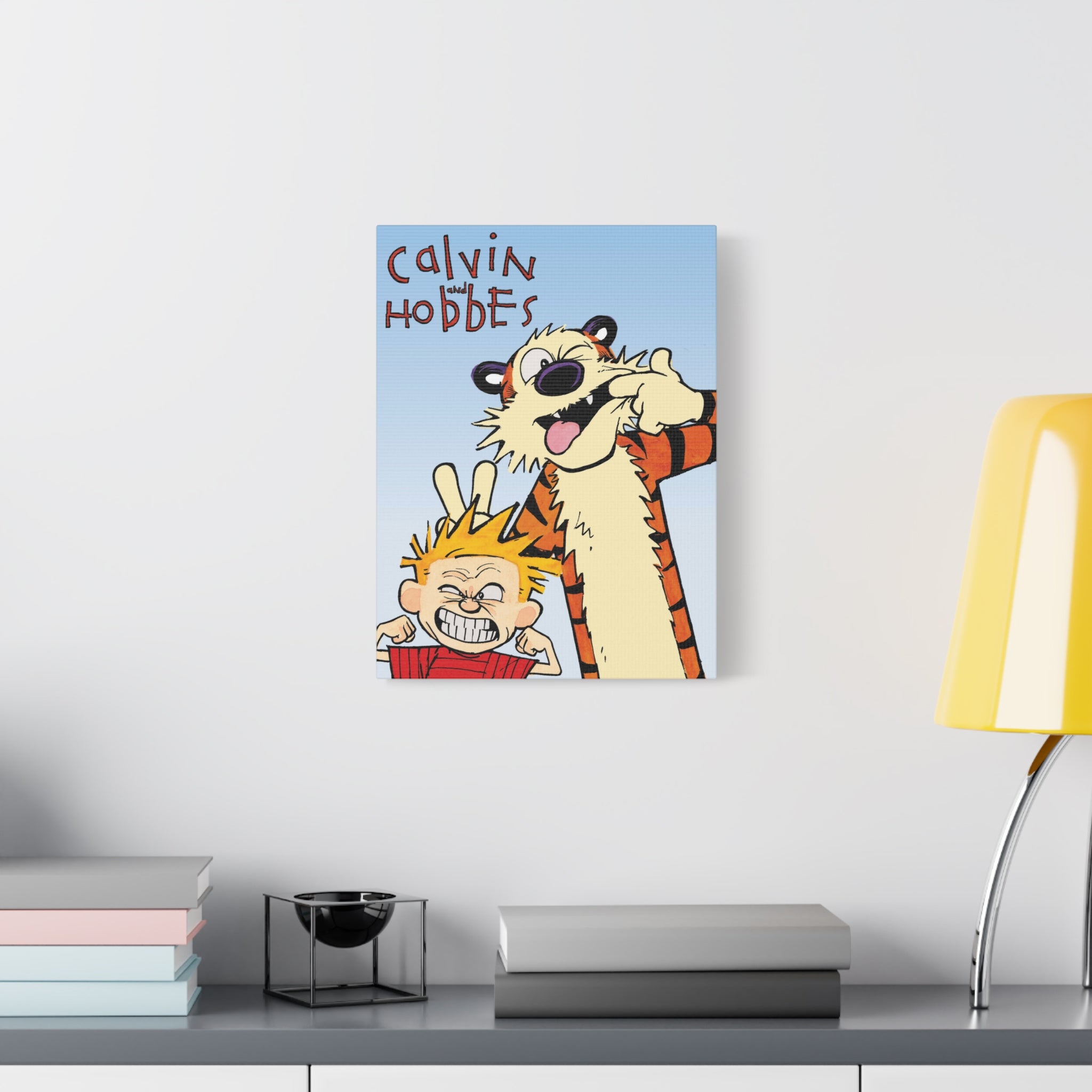Calvin and Hobbes Canvas Wall Art - Nostalgic Vertical Comic Strip Canvas for Kids Room & Nursery Decor - Friendship Adventure Theme Print