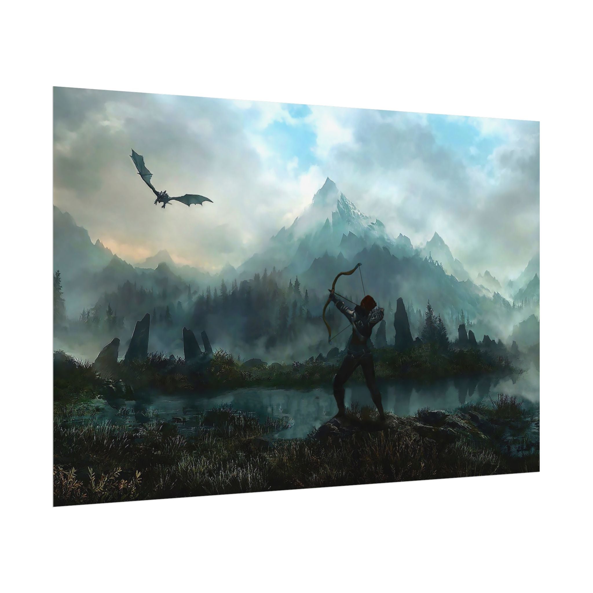 the-elder-scrolls-skyrim-aela-poster-wall-art-dragon-and-artcher-viking-game-poster-print-room-decor-warrior-g