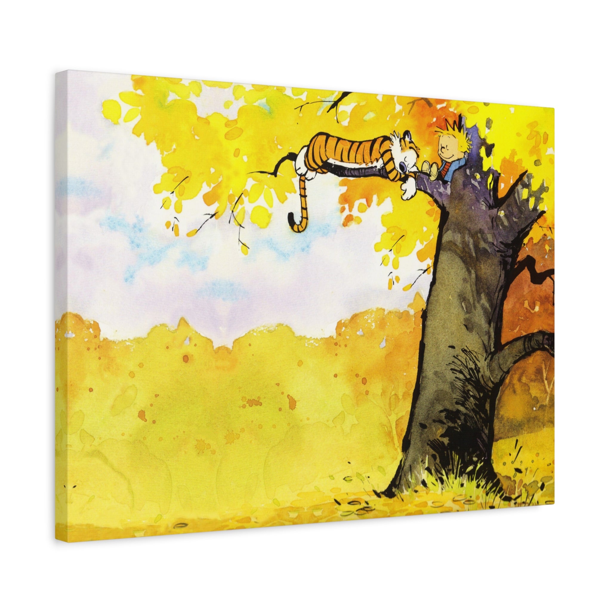 Calvin and Hobbes Canvas Wall Art - Nostalgic Comic Strip Canvas for Kids Room & Nursery Decor - Friendship Adventure Theme Print