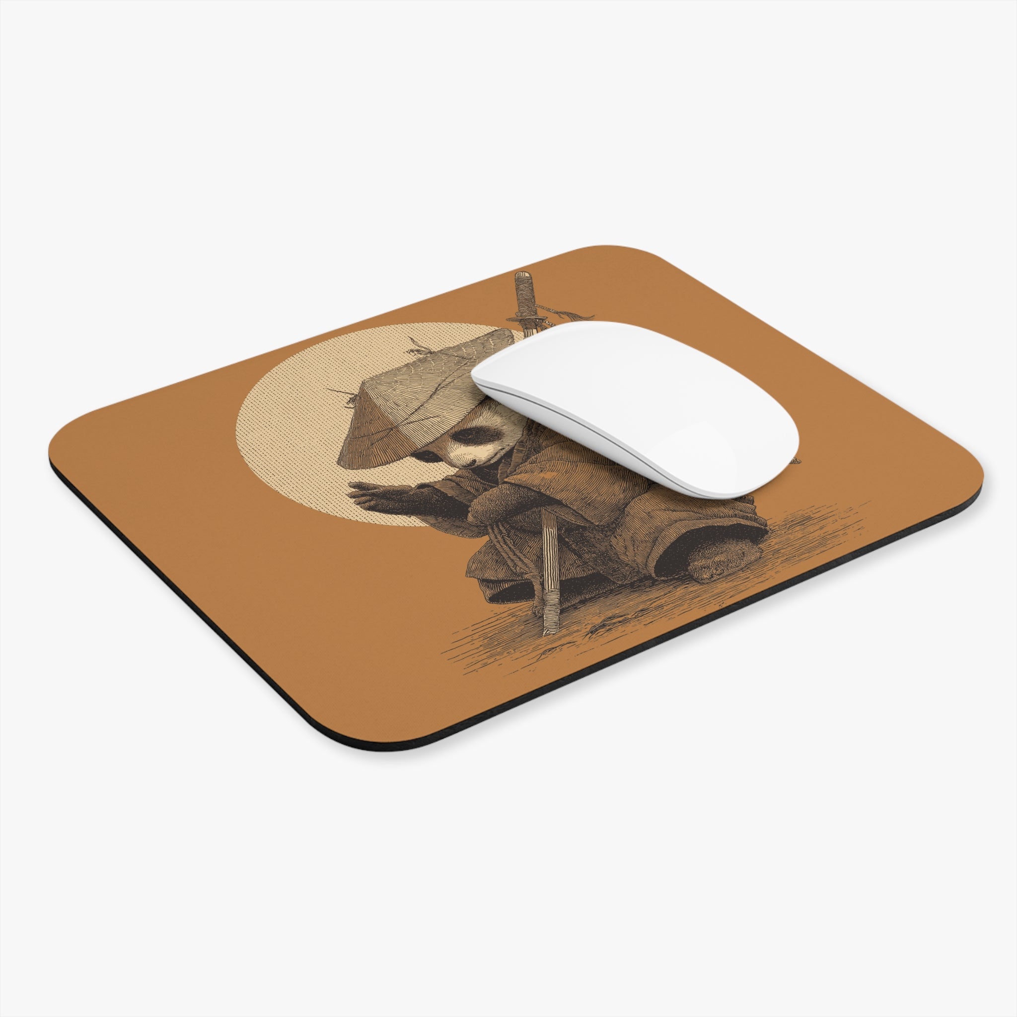 retro-vintage-ninja-panda-mouse-pad-japanese-samurai-panda-with-katana-design-ninja-warrior-brown-small-mouse-pad