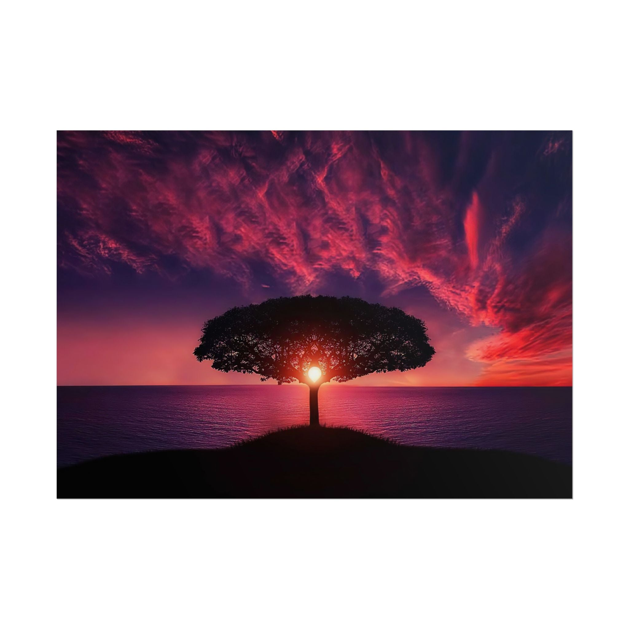 Panoramic Sunset Poster Print, Tree Wall Art, Scenery Decor, Exra Large Wall Art, Canvas Art Print, Landscape, Nature Wall Decor