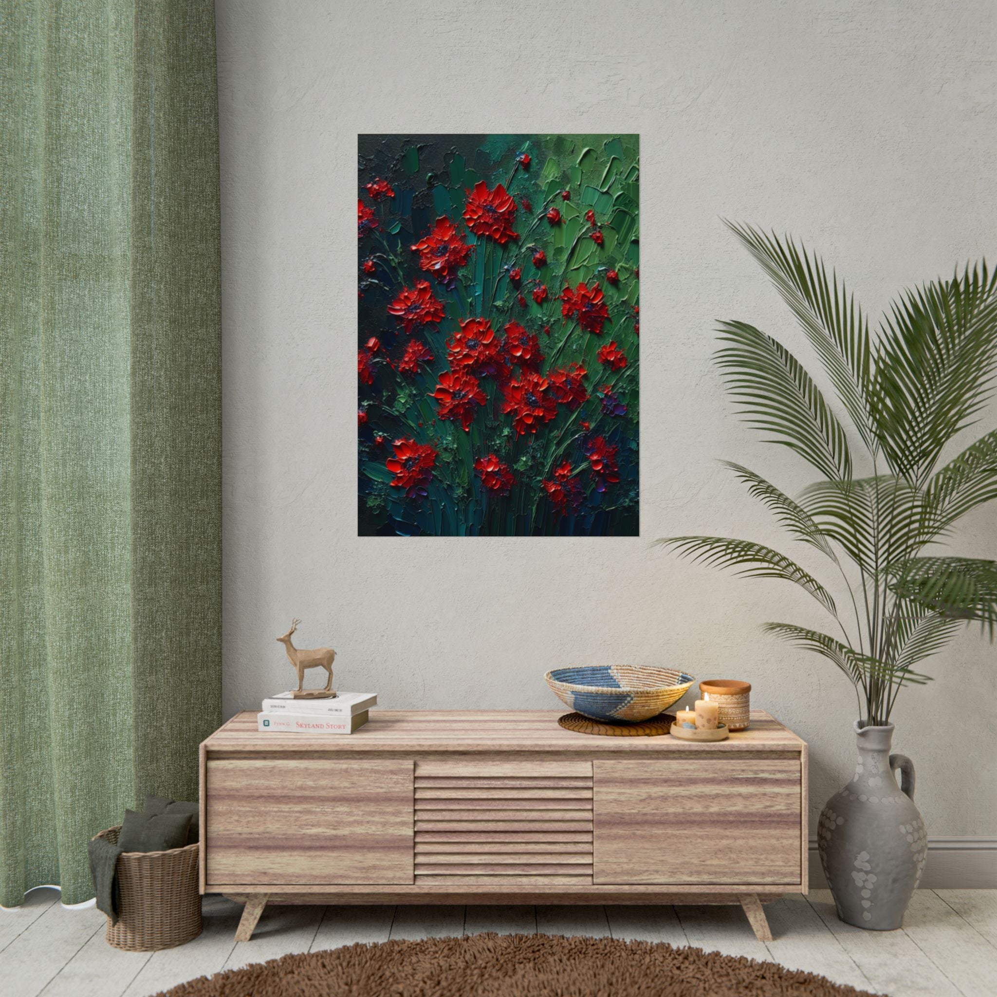 red-wildflowers-poster-print-impasto-oil-painting-look-stretched-wall-art-home-decor-floral-print-gift-for-nature-lover