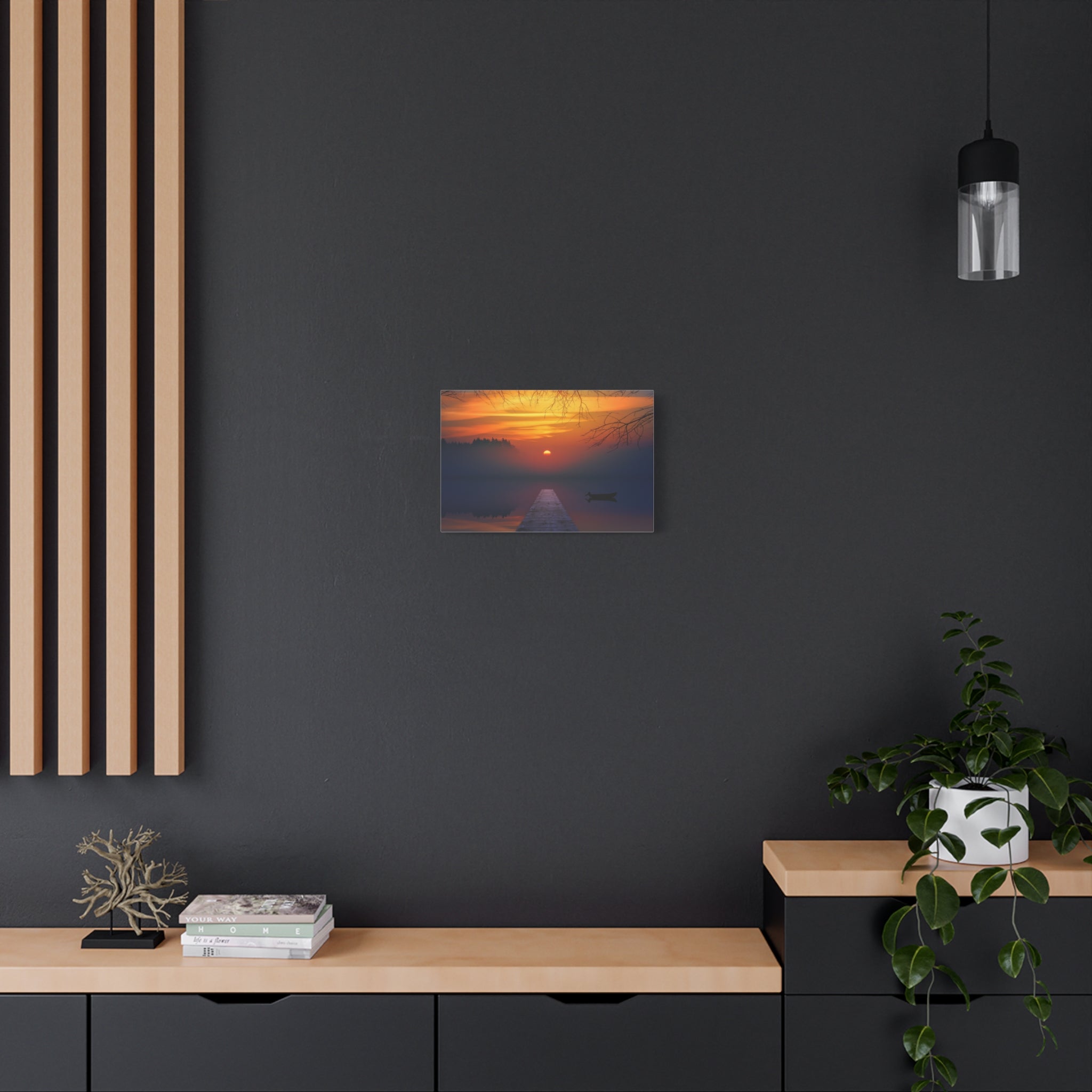 canvas-print-sunset-lake-nature-dock-wall-art-stretched-matte-canvas-home-decor-gift-for-nature-lovers-scenic-canvas-art