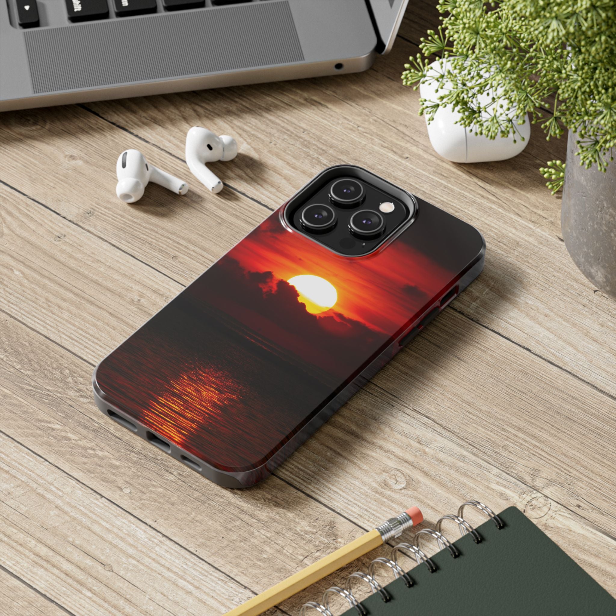 iPhone Tough Case - Red Sunset, Protective Phone Cover, Durable Smartphone Case, Hard Shell Phone Case, Sunset Lover Gift, Red Phone