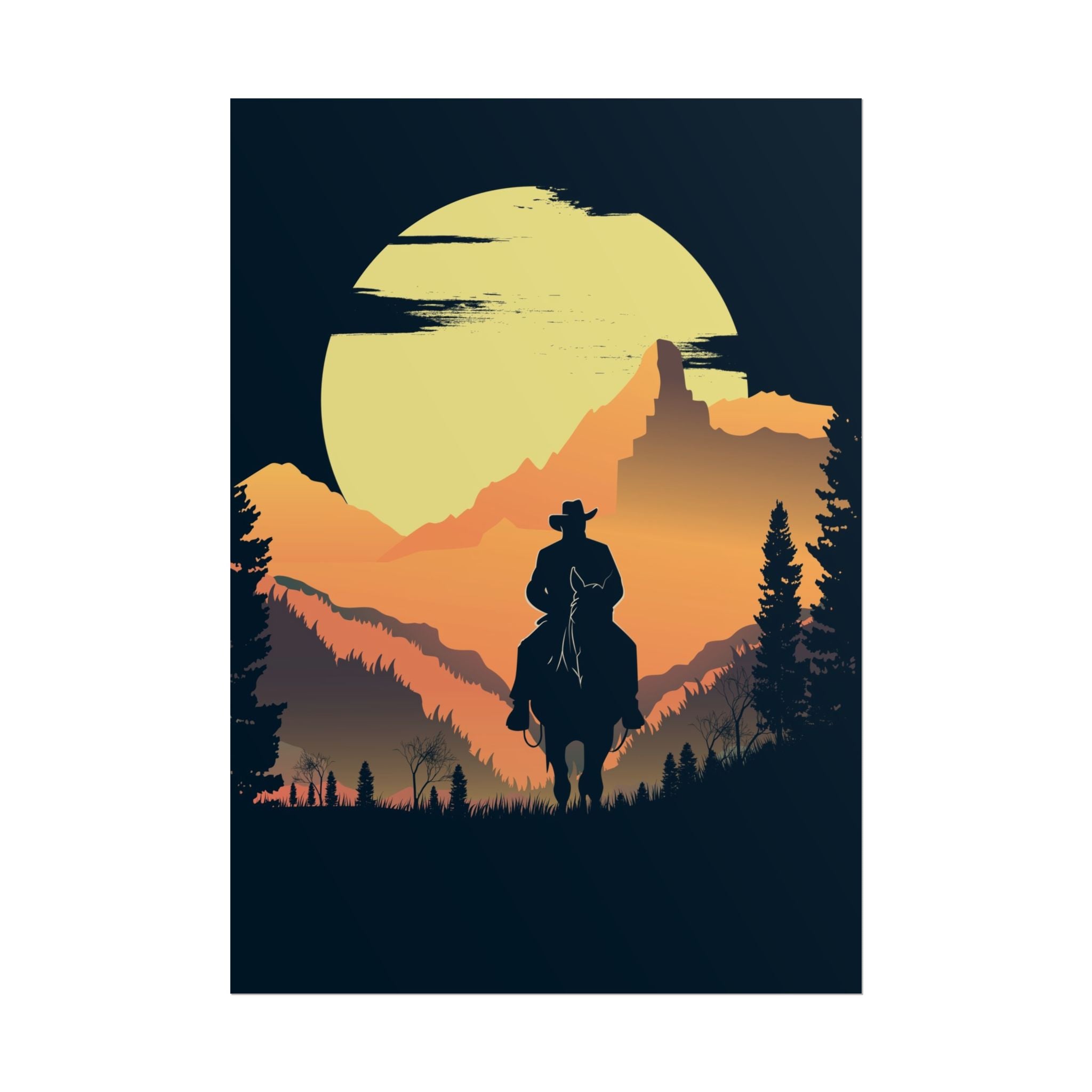 cowboy-western-poster-wall-decor-poster-print-rustic-southwestern-home-decoration-texas-desert-landscape-farmhouse-decor