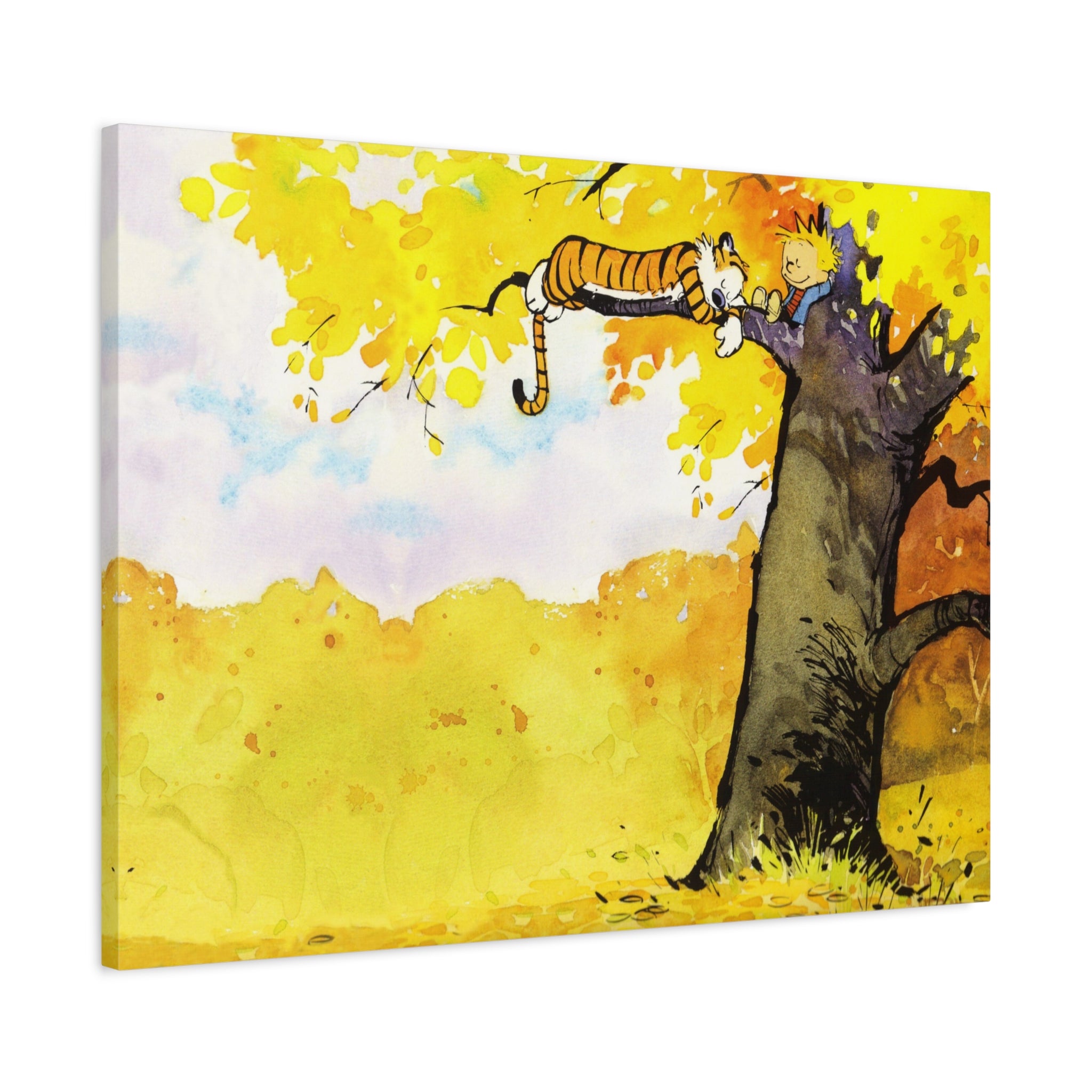 Calvin and Hobbes Canvas Wall Art - Nostalgic Comic Strip Canvas for Kids Room & Nursery Decor - Friendship Adventure Theme Print