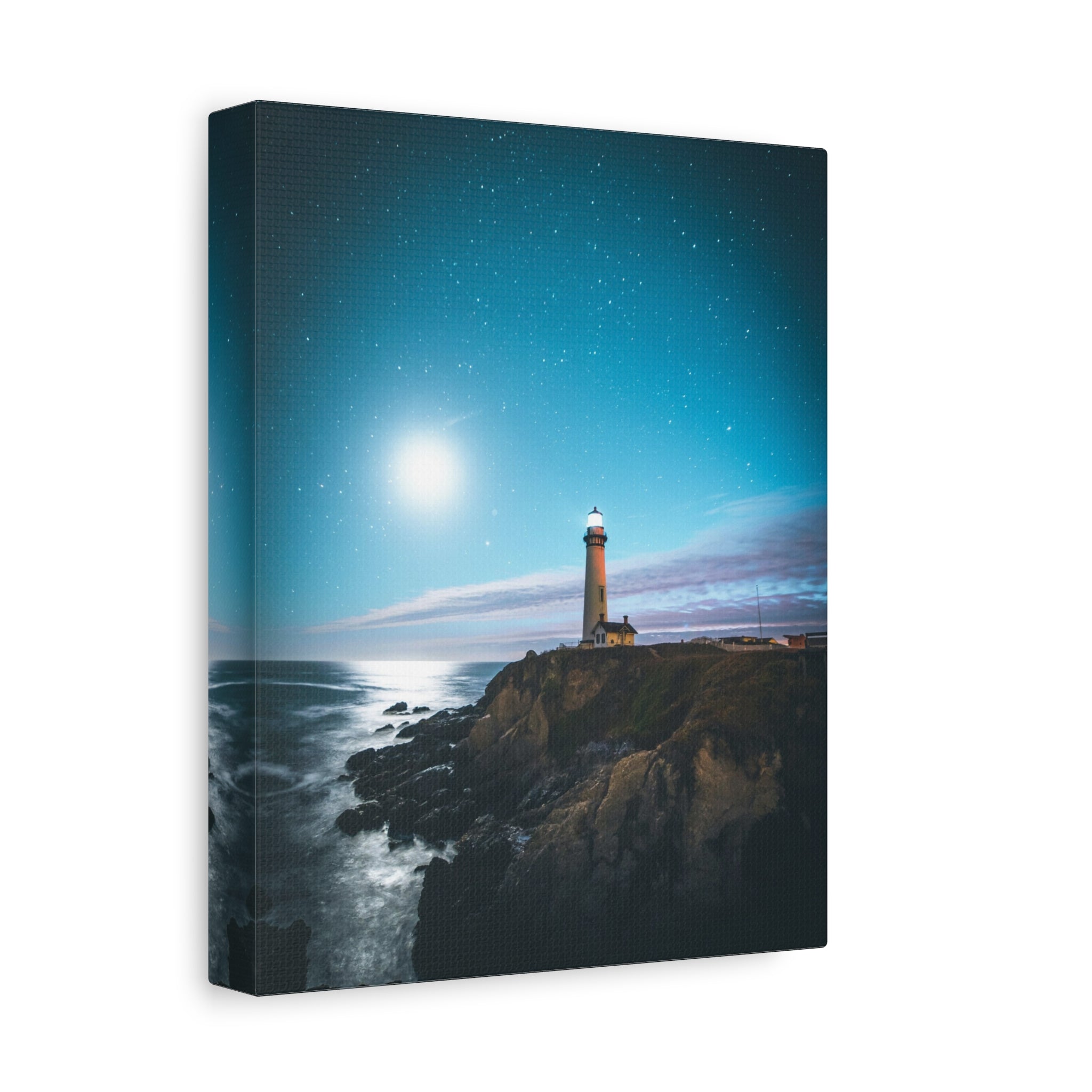 canvas-print-lighthouse-on-rock-matte-canvas-stretched-1-25-inch-coastal-wall-art-nautical-decor-beach-house-decoration-seasi