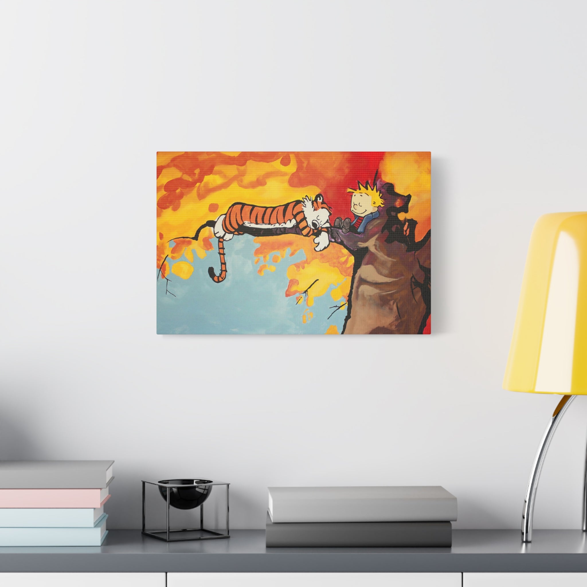 Calvin and Hobbes Canvas Wall Art - Nostalgic Comic Strip Poster for Nursery & Kids Room Decor - Friendship Theme Gift Idea