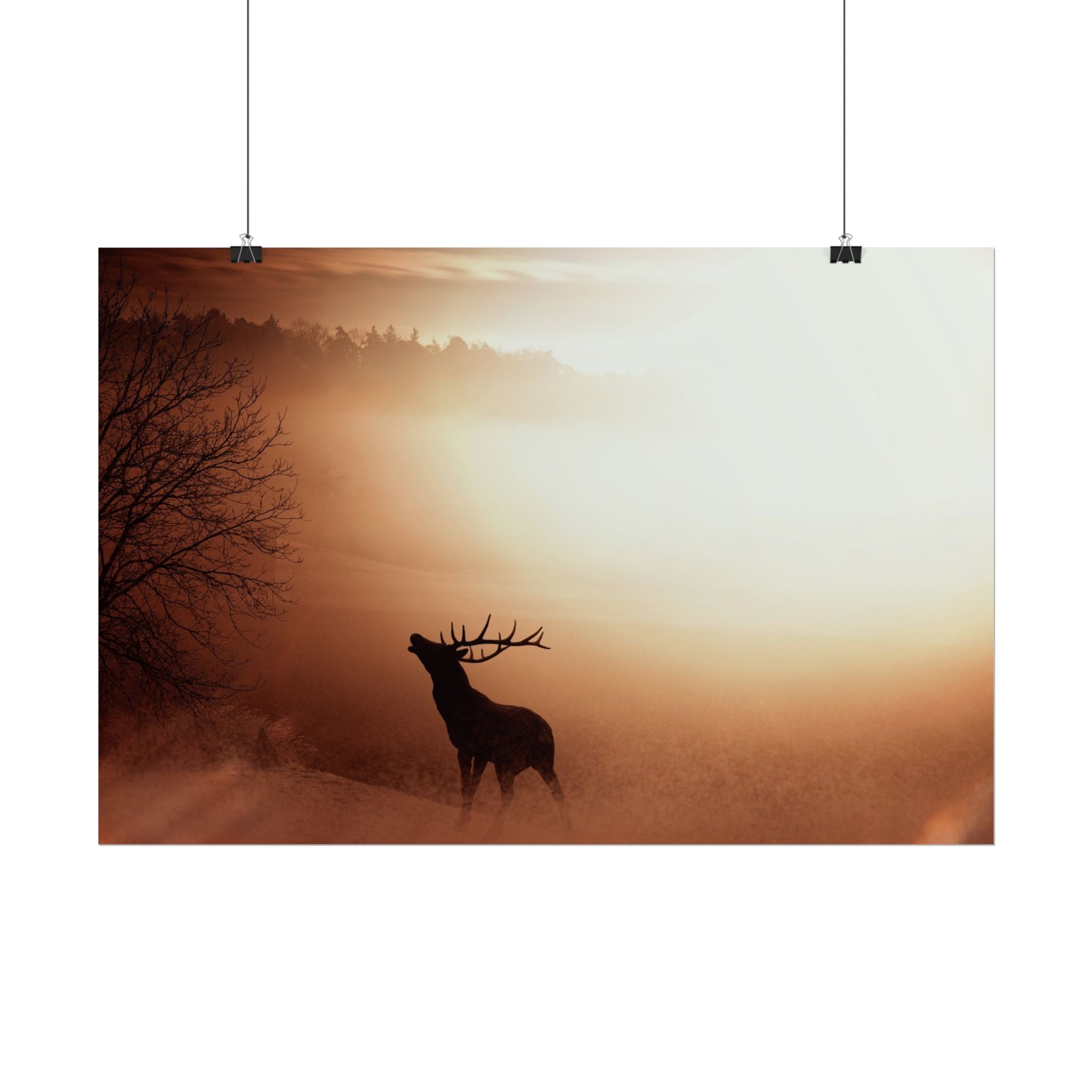 poster-print-elk-in-forest-sunset-scenery-nature-home-decor-animal-wall-art-wildlife-decor-farmhouse-wall-art-elk-prints-post