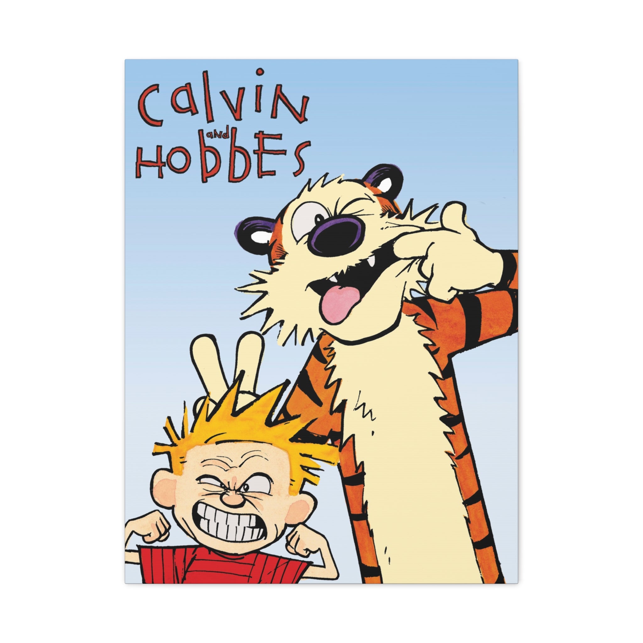 Calvin and Hobbes Canvas Wall Art - Nostalgic Vertical Comic Strip Canvas for Kids Room & Nursery Decor - Friendship Adventure Theme Print