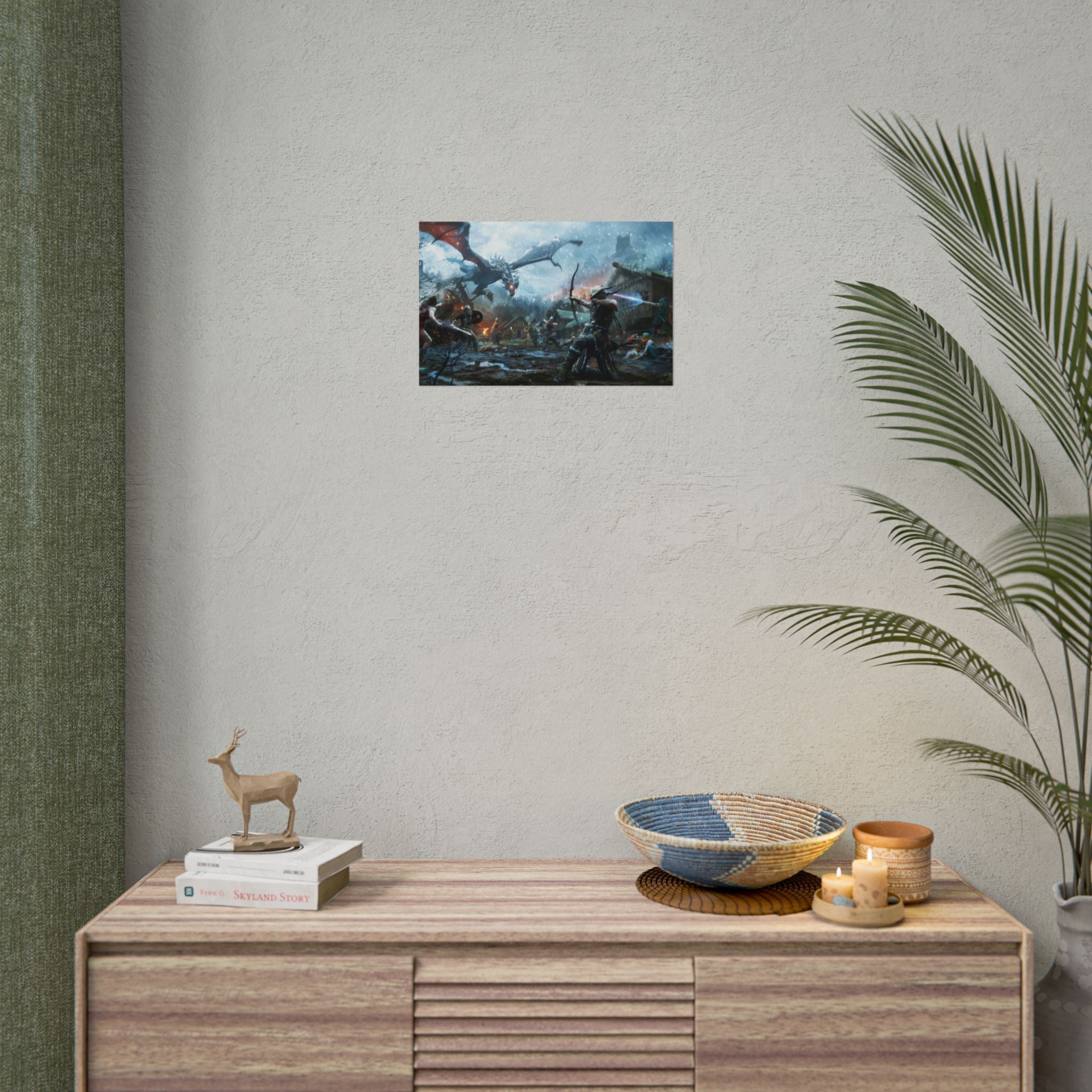 the-elder-scrolls-skyrim-poster-wall-art-dragon-archer-game-poster-print-room-decor-viking-warrior-gaming-wall