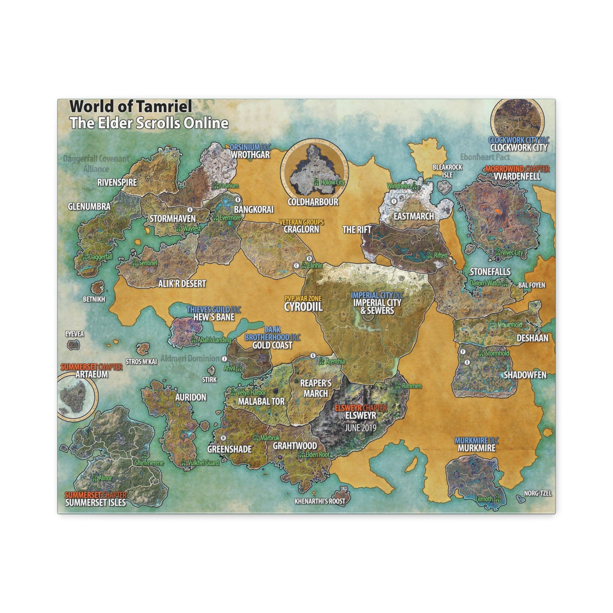 Skyrim World Map Tamriel, The Elder Scrolls Skyrim Canvas Wall Art - Dragon Game Canvas Print Room Decor, Gaming Wall Art, Skyrim Gift