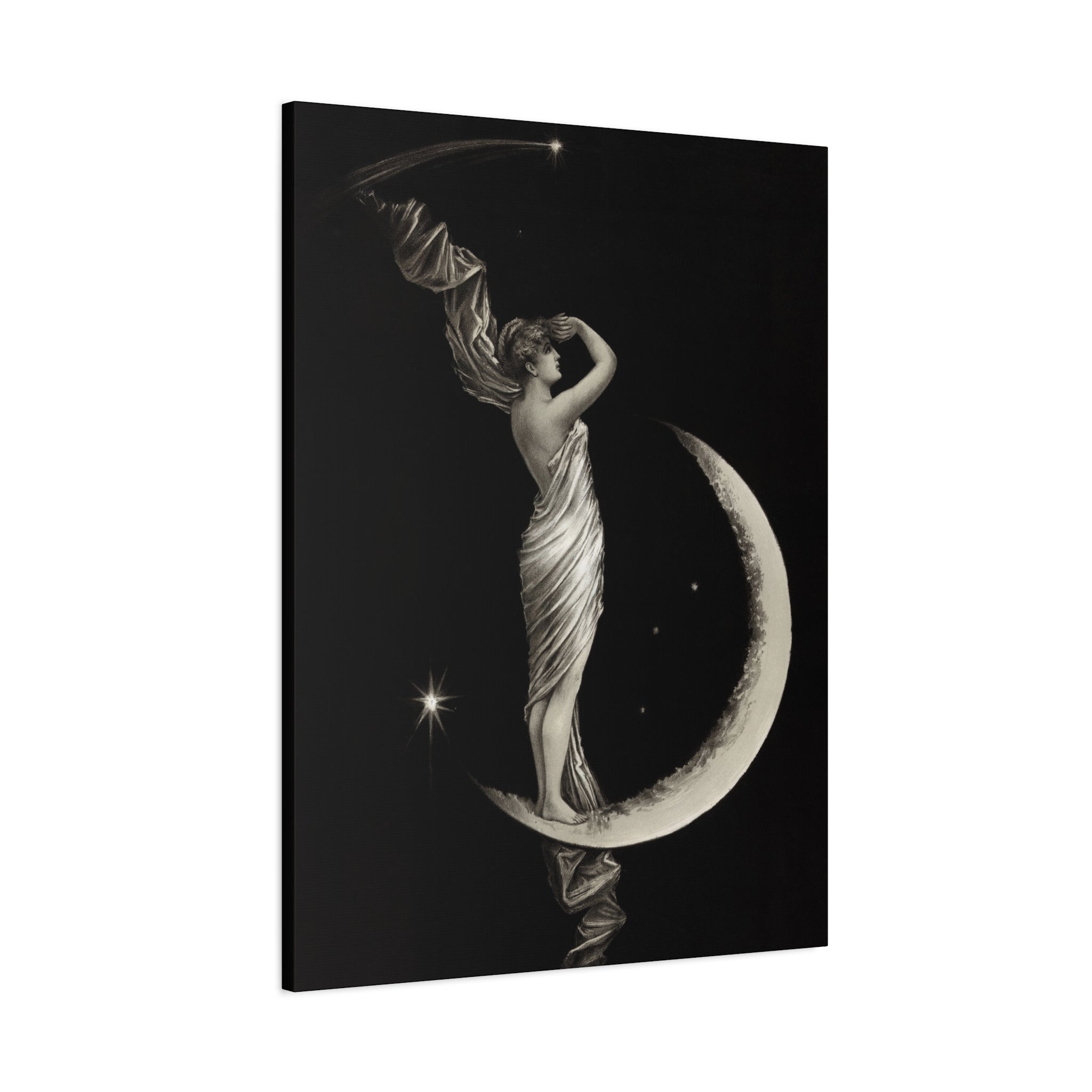 canvas-print-the-universal-favorite-1889-by-geo-h-walker-black-and-white-retro-art-moon-decor-comet-art-matte-canvas
