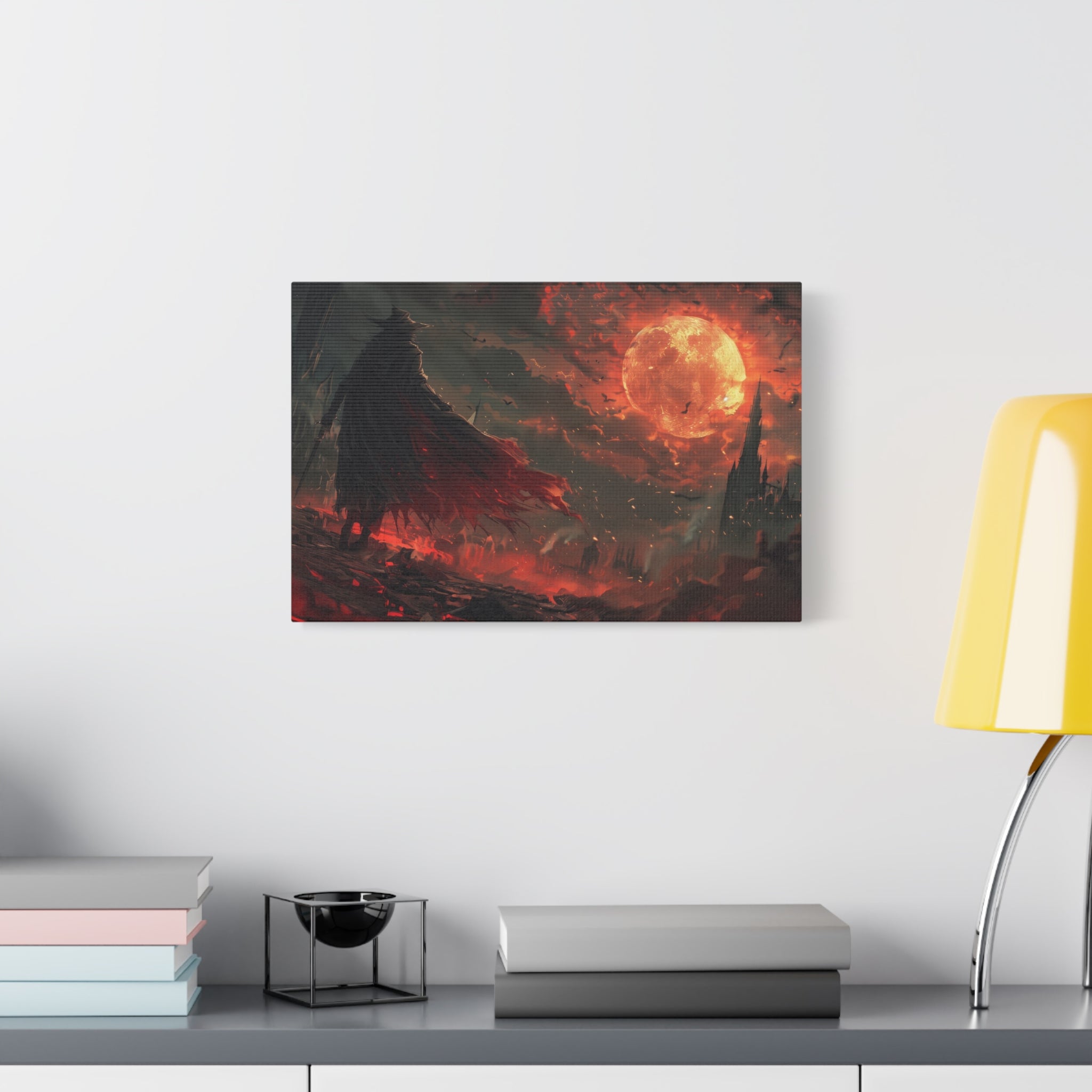 Bloodborne The Hunter Canvas Wall Art, Red Moon, Home Wall Decor, Game Wall Art Print
