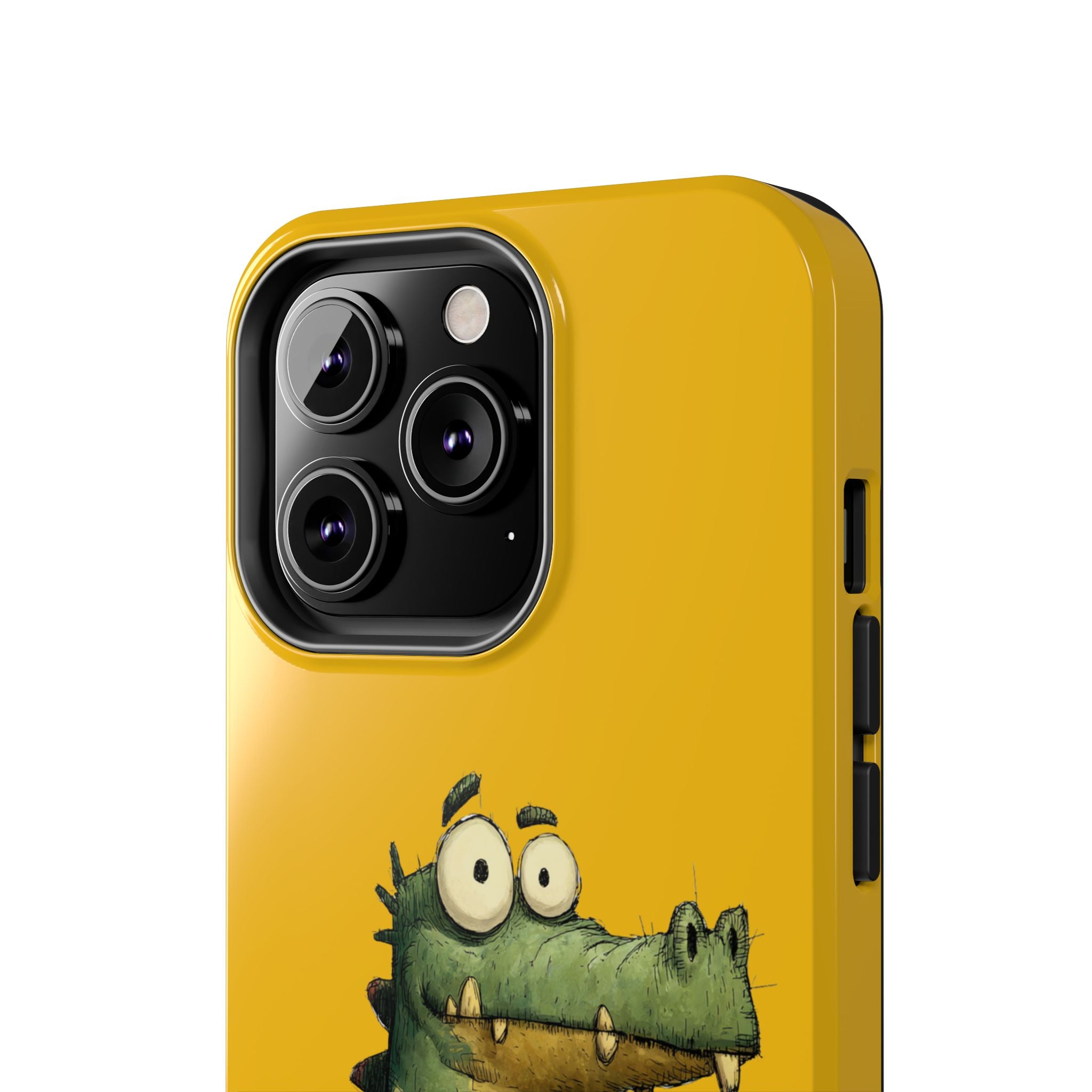 Quirky Funny Alligator iPhone Tough Case - Kawaii Animal Phone Cover - Crocodile Protective Phone Cover - Yellow iPhone Case