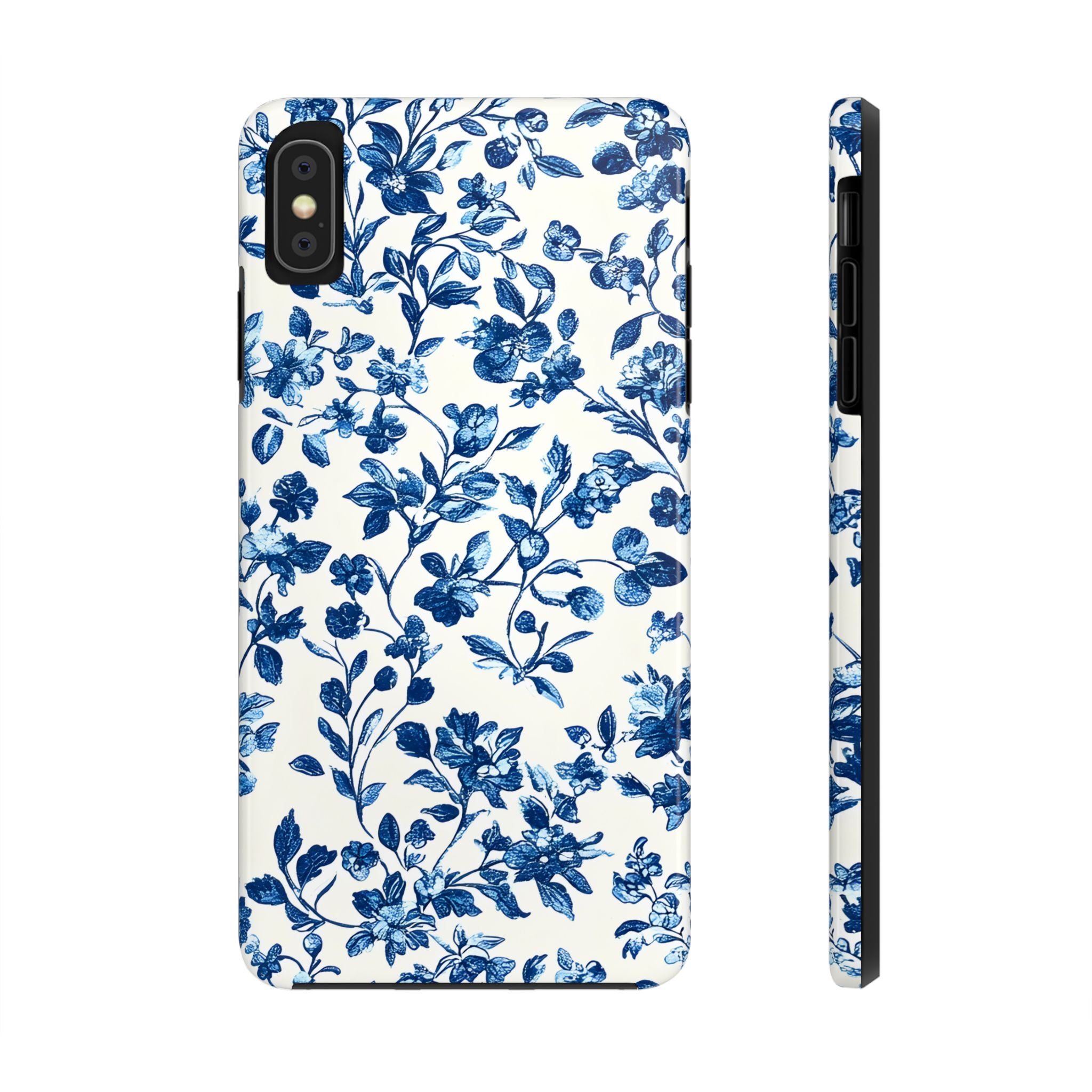 french-toile-floral-tough-phone-case-blue-phone-cover-protective-iphone-case-hard-shell-cellphone-case-vintage-design-phone-c