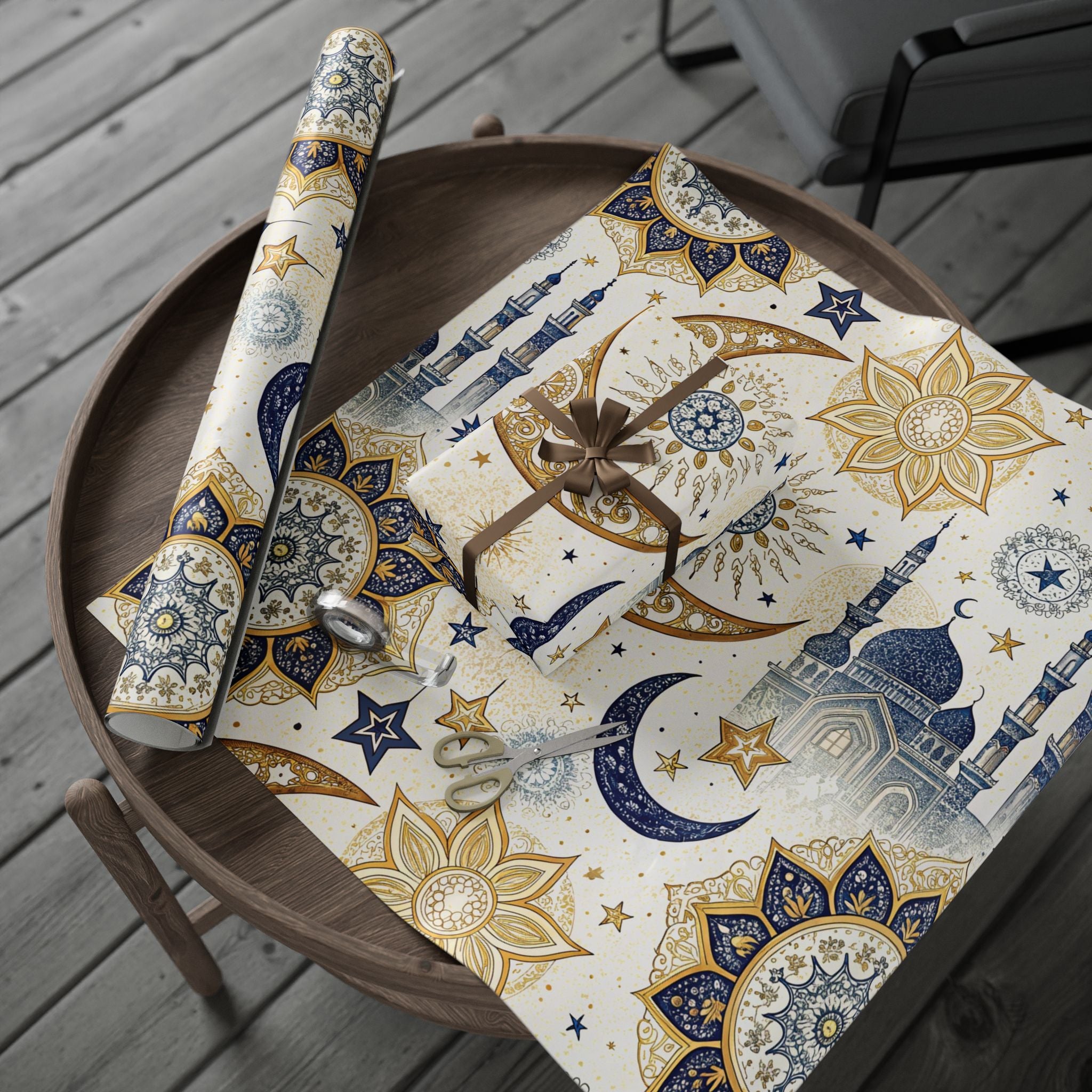 ramadan-night-wrapping-papers-islamic-crescent-moon-gift-wrap-mosque-silhouette-eid-holiday-supplies-festive-present-packagin