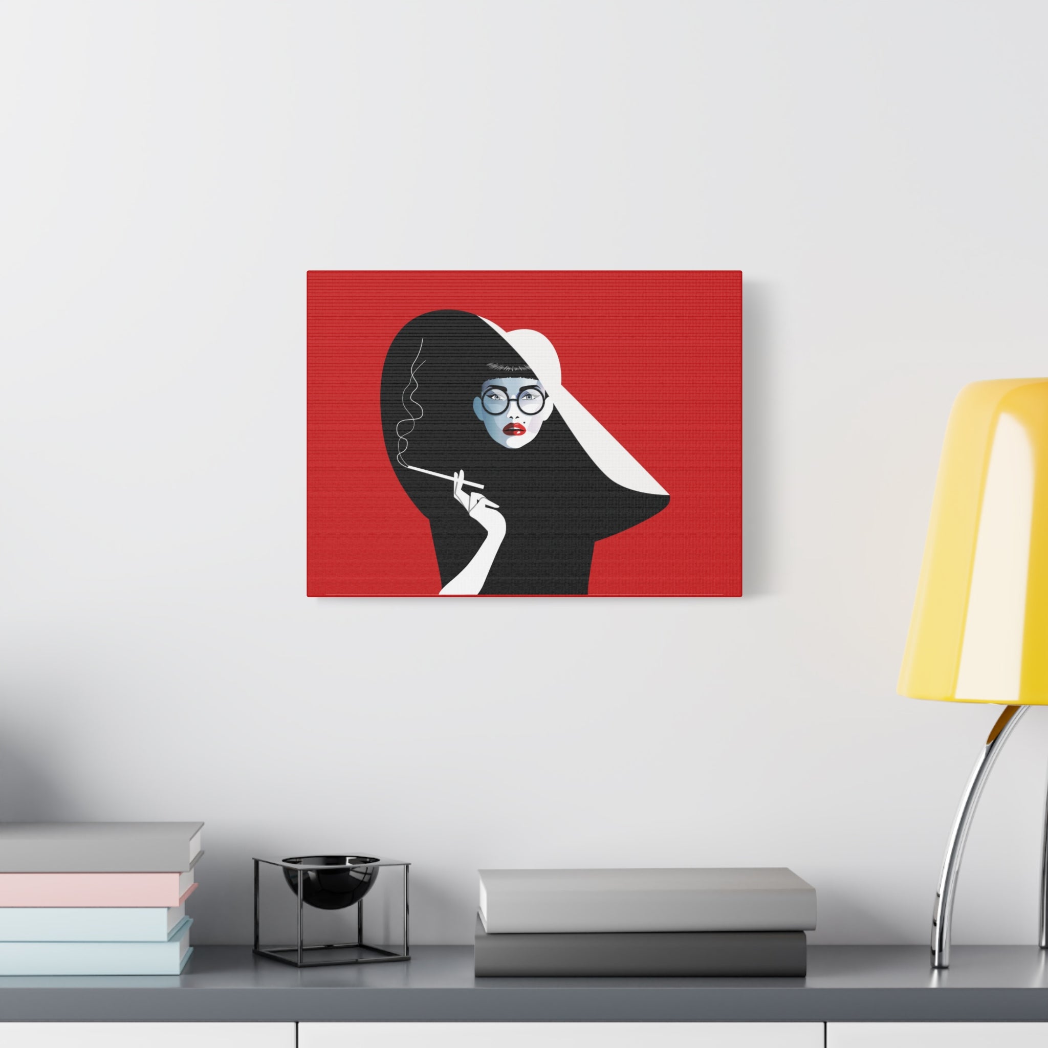 canvas-print-woman-smoking-cigarettes-wall-decor-woman-with-a-hat-style-stretched-matte-canvas-home-decor-living-room