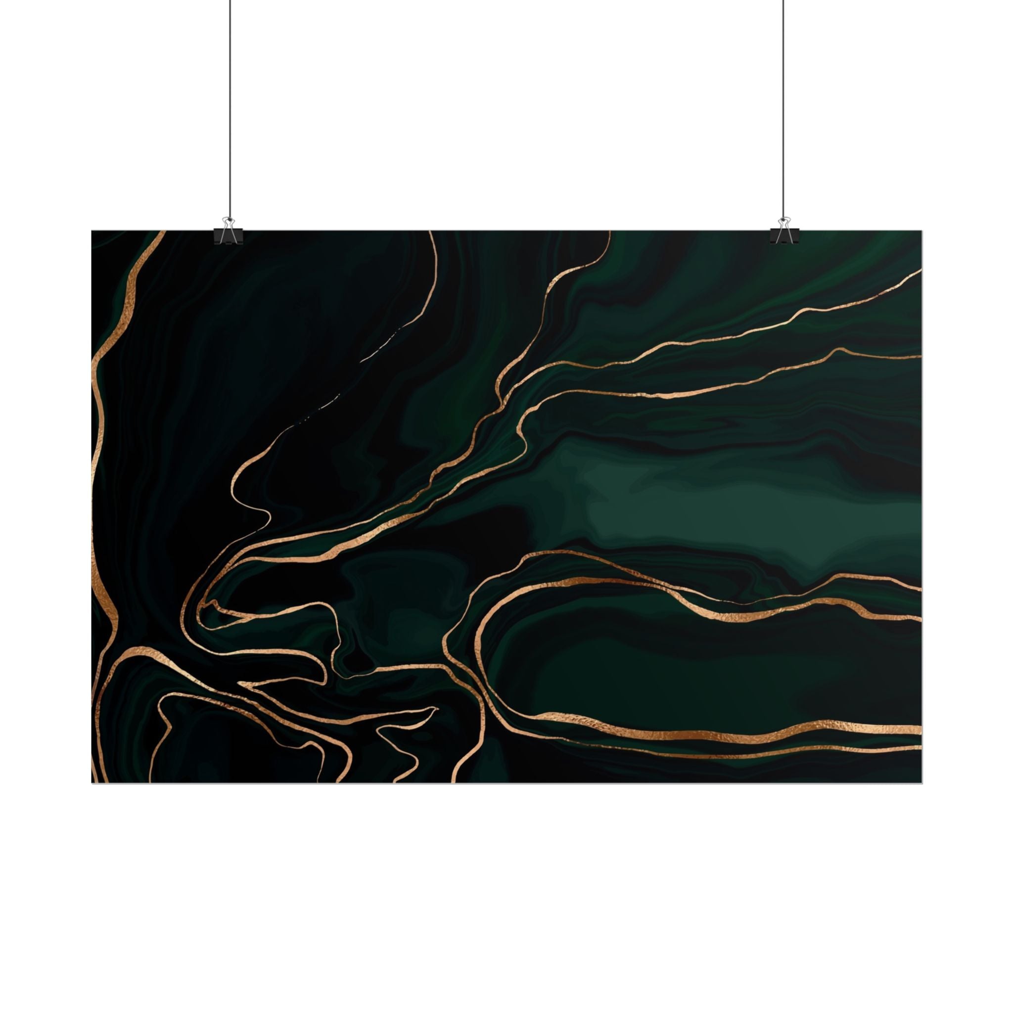 Abstract Green Gold Poster Print - Wall Art, Home Decor, Office Decor, Green Canvas Bedroom, Modern Art, Green Print