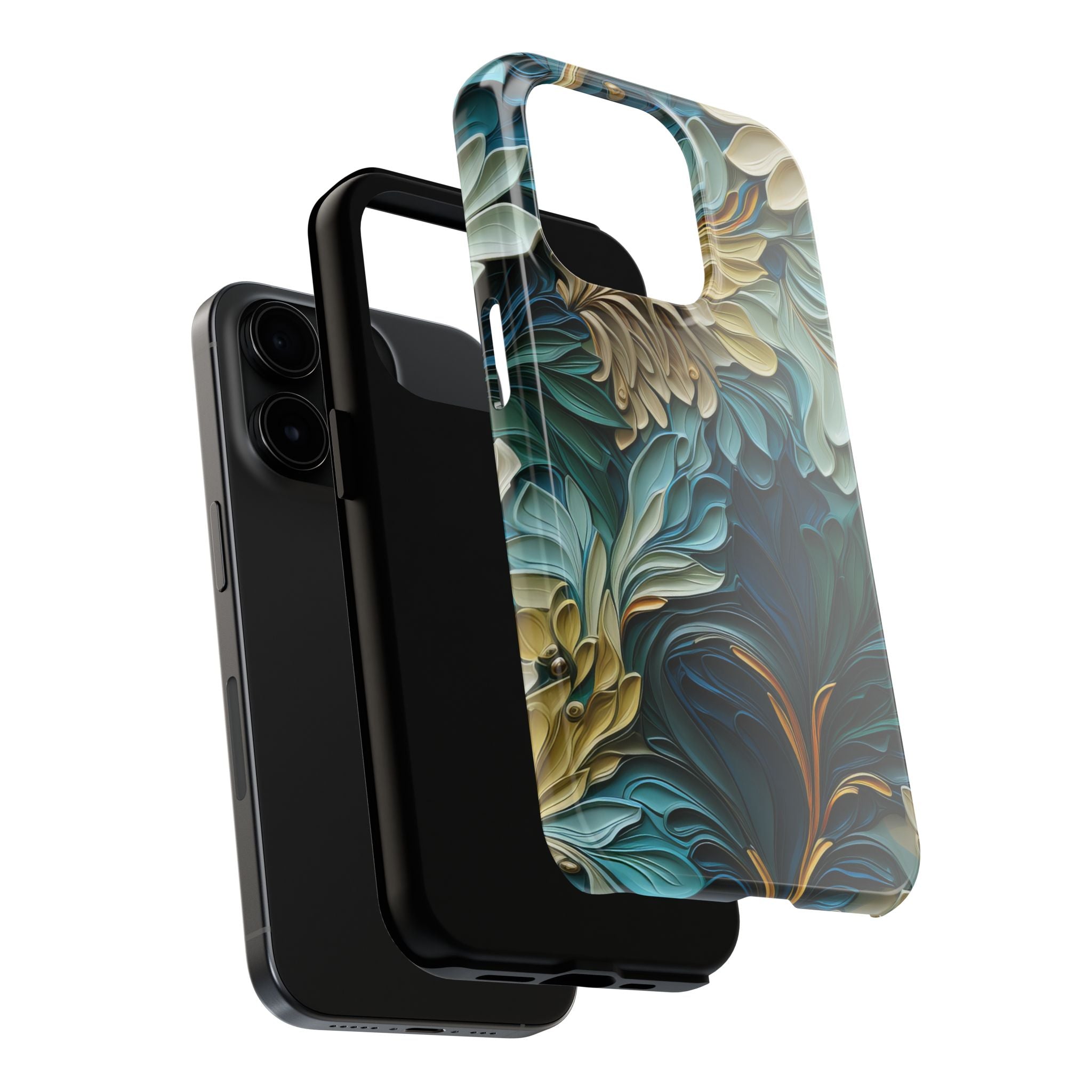 textured-art-nouveau-floral-tough-phone-case-cottagecore-iphone-case-unique-floral-phone-cover-vintage-style-iphone-case-prot