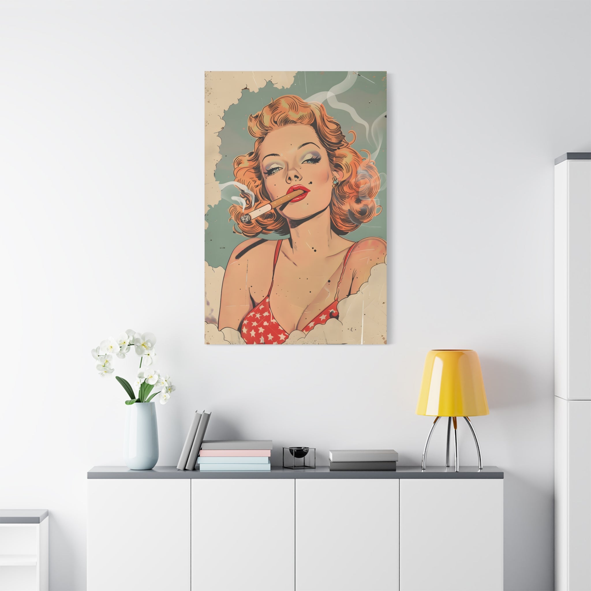 vintage-pin-up-girl-canvas-print-matte-canvas-stretched-wall-art-retro-pinup-poster-pin-up-illustration-home-decor-wall-hangi