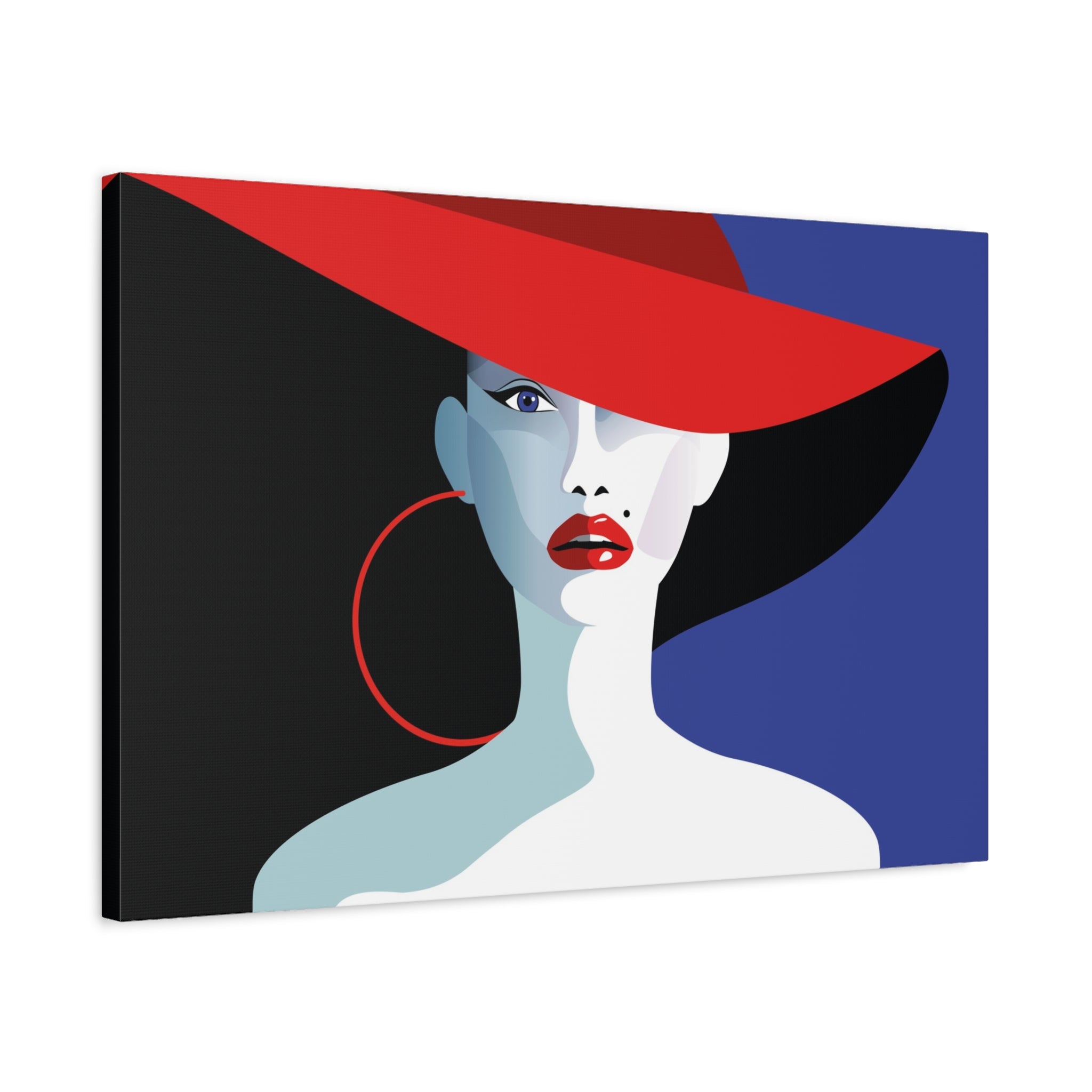canvas-print-wall-decor-woman-hat-style-lips-art-matte-canvas-stretched-home-decor-room-decor-art-poster-fashion-art-gift