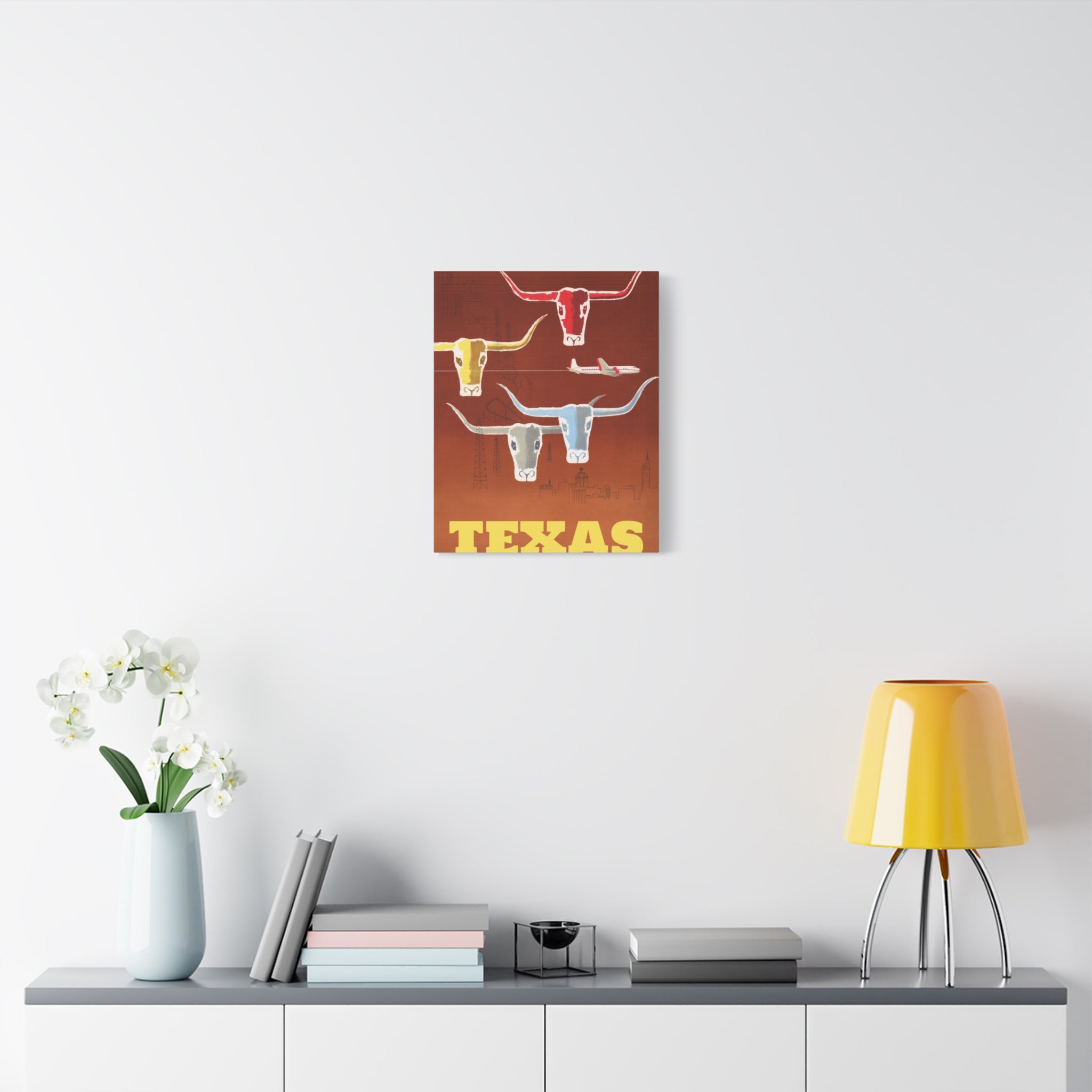canvas-print-texas-travel-wall-art-texas-decor-longhorn-skull-matte-stretched-artwork-texas-gift-lone-star-state-souvenir