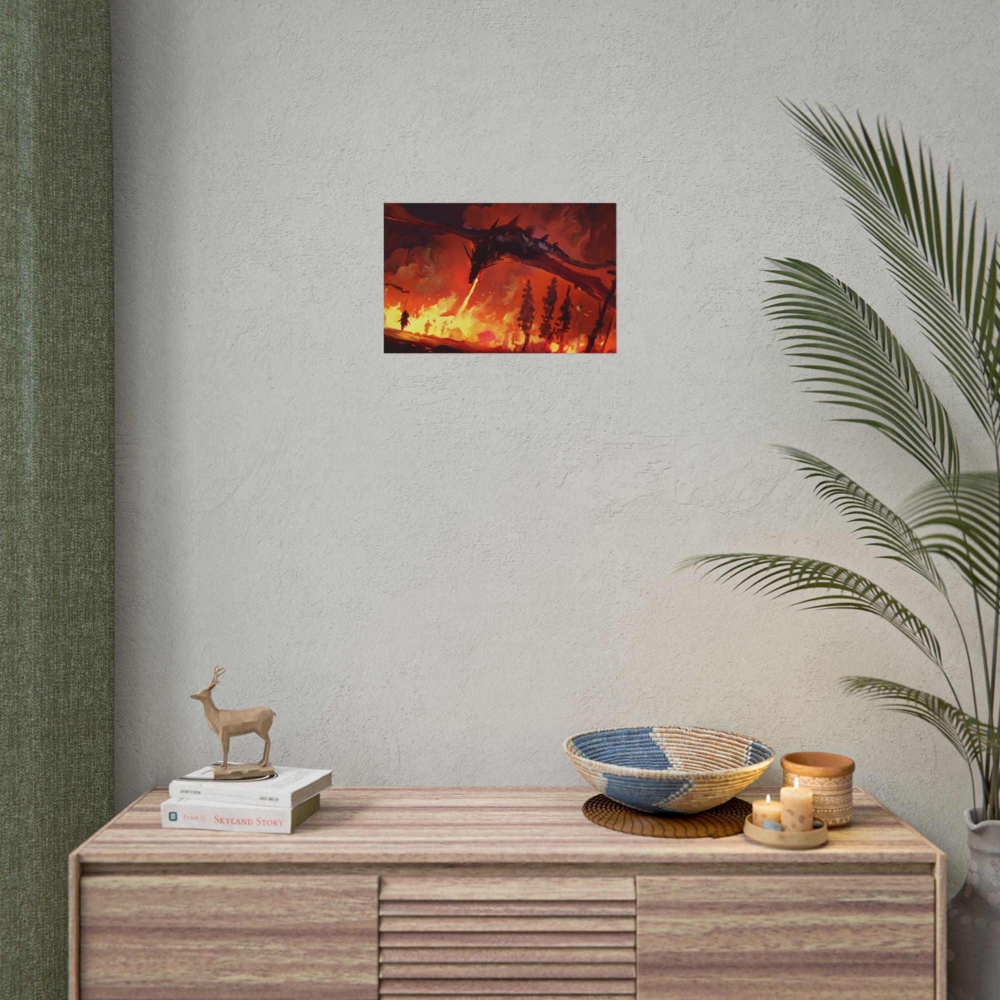 dragon-fire-rolled-poster-fantasy-art-print-mythical-creature-room-decor-dungeons-and-dragons-wall-art-magical-poster-print-m