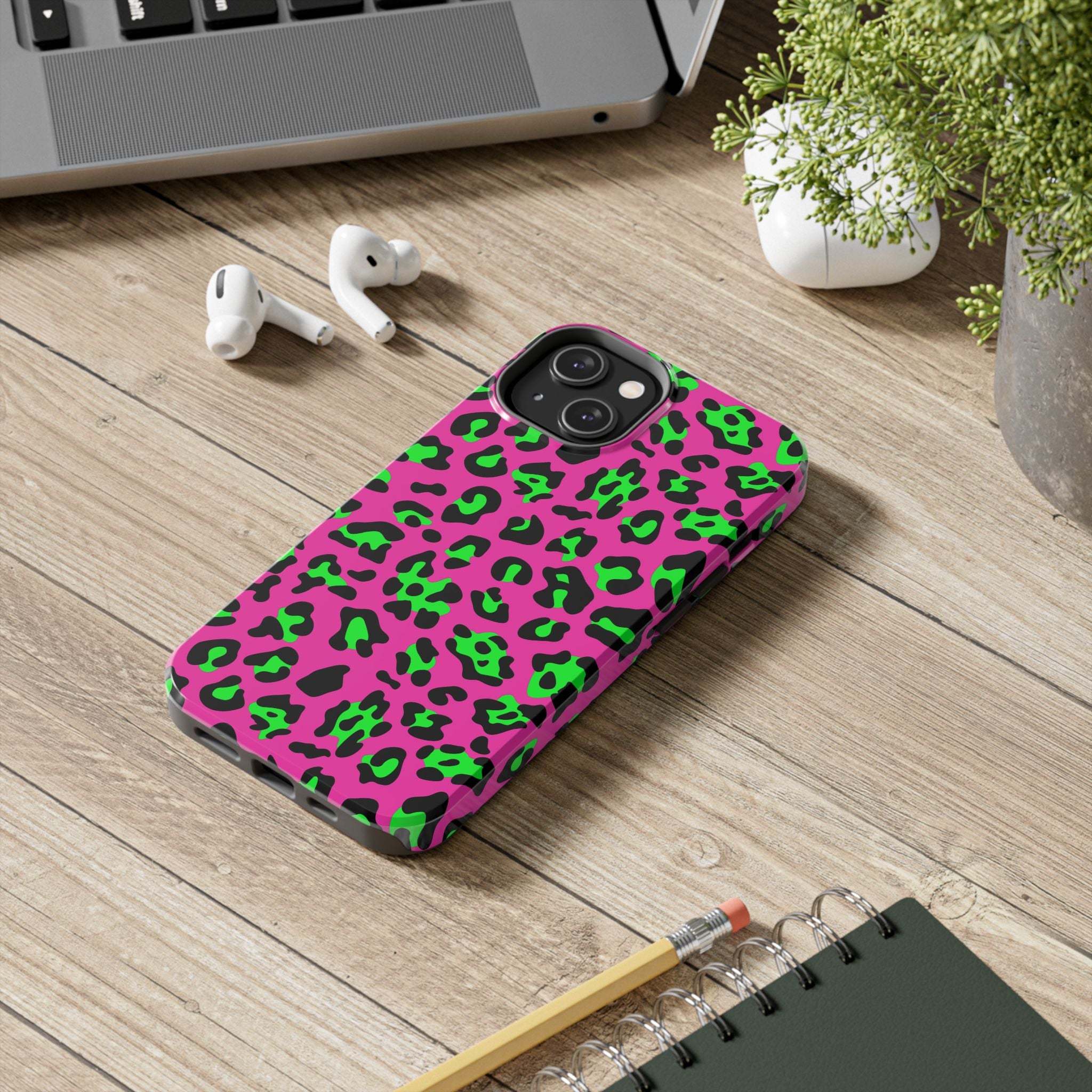 neon-green-pink-leopard-iphone-tough-case-stylish-phone-cover-protective-cellphone-case-trendy-smartphone-accessory-gift-for-