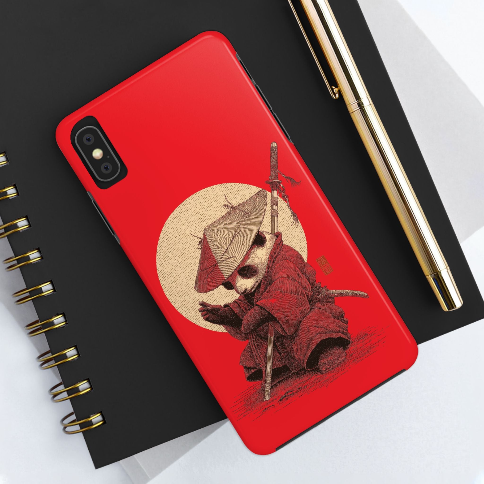 japanese-samurai-panda-iphone-tough-case-kawaii-animal-phone-cover-protective-phone-cover-japandi-art-iphone-case
