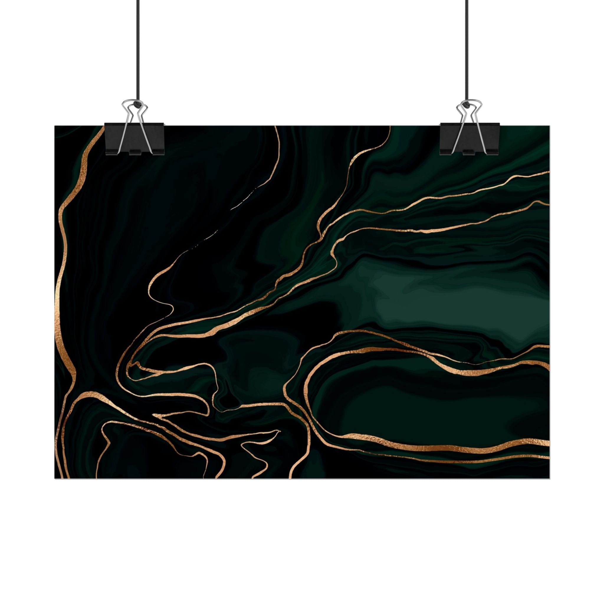 Abstract Green Gold Poster Print - Wall Art, Home Decor, Office Decor, Green Canvas Bedroom, Modern Art, Green Print