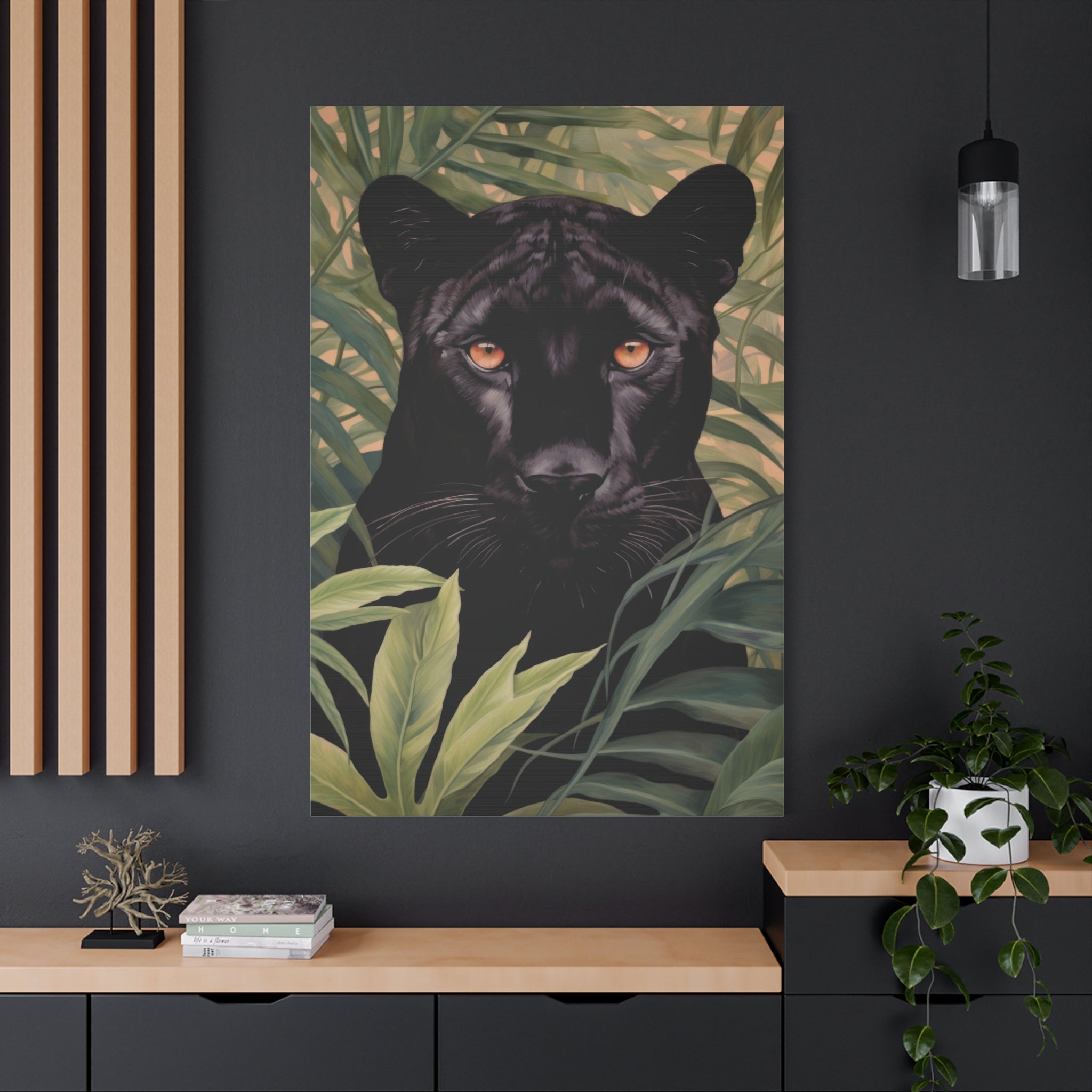 canvas-wall-art-black-panther-in-jungle-african-animal-decor-print-matte-stretched-canvas-wall-hanging-wildlife-theme