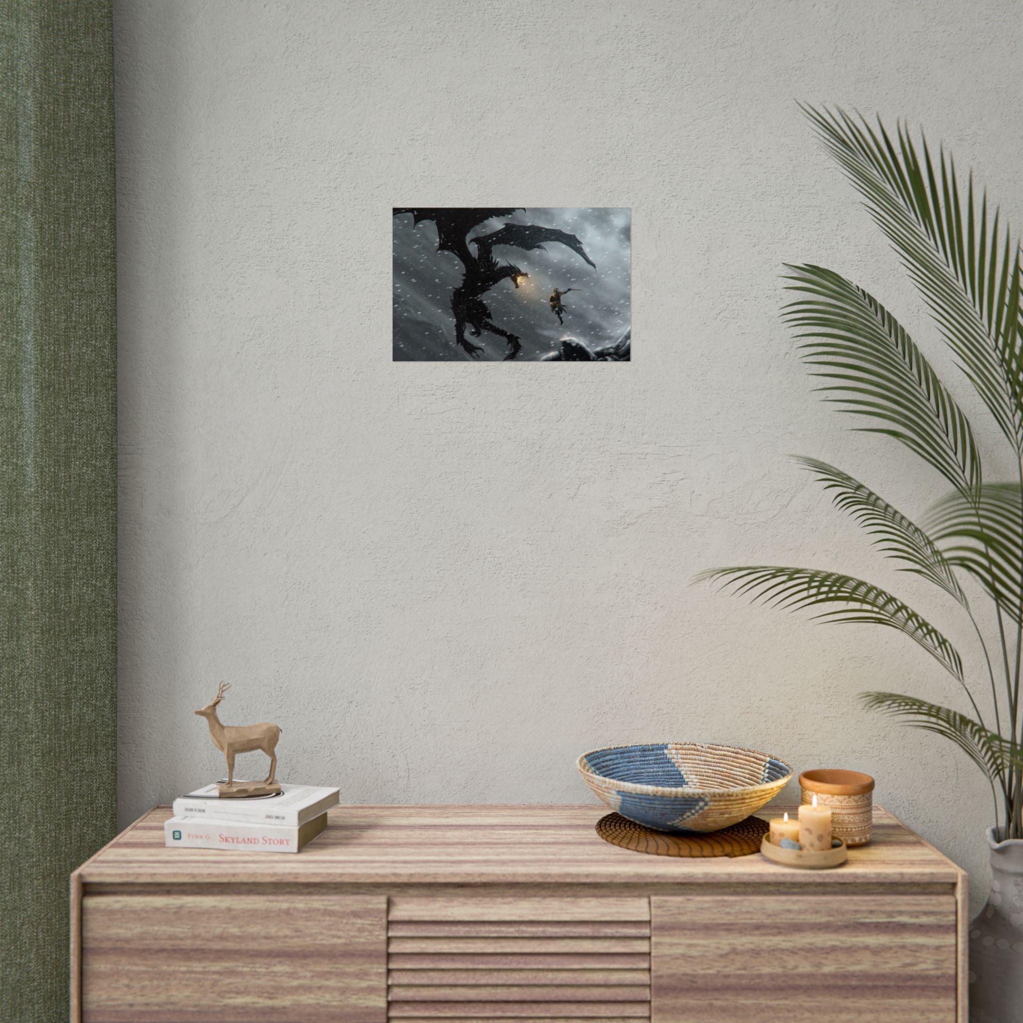 the-elder-scrolls-skyrim-poster-wall-art-dragon-and-viking-game-poster-print-room-decor-warrior-gaming-wall-ar