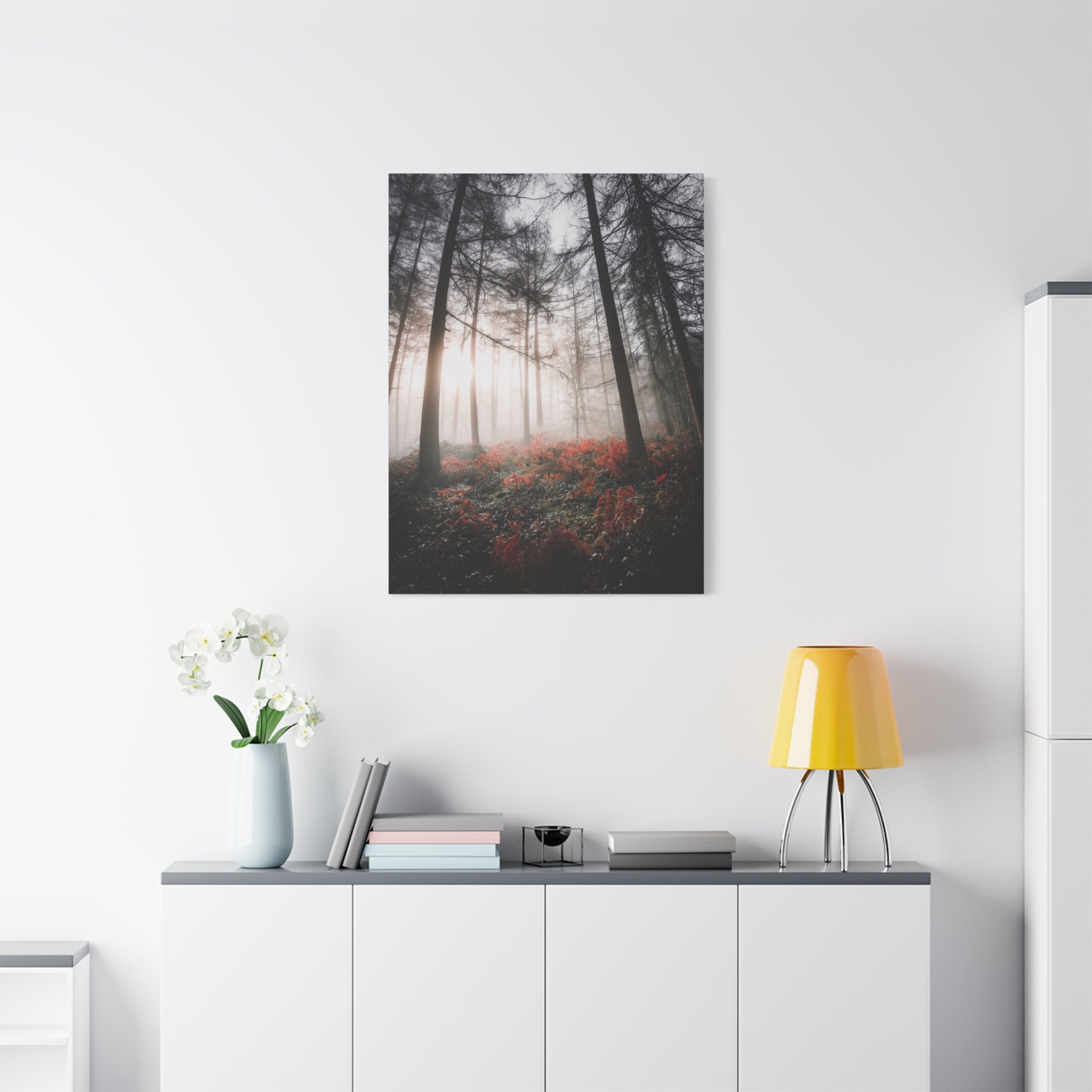 canvas-print-misty-woods-art-living-room-wall-decor-sunlight-forest-landscape-aesthetic-nature-art-stretched-artwork-matte-ca